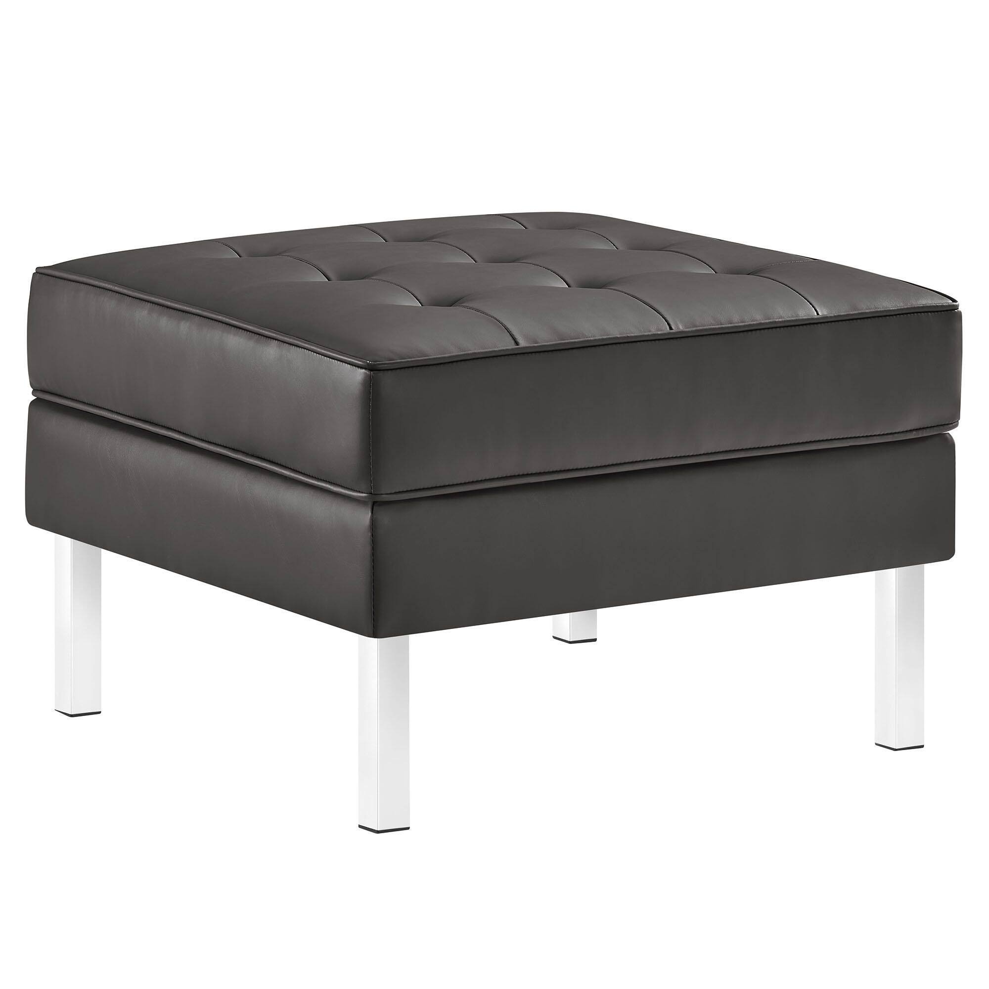 Modway Loft Accent Chair with Ottoman, Silver/Gray, large