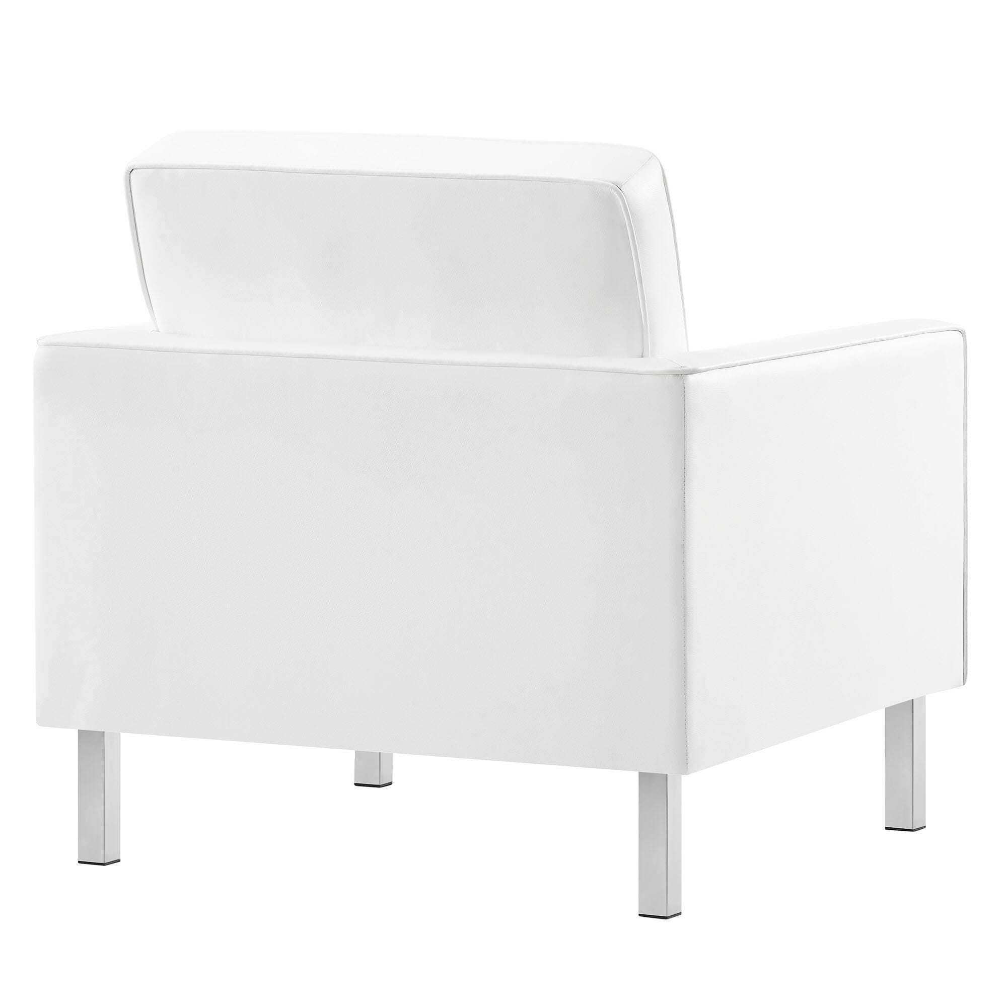 Modway Loft Accent Chair with Ottoman, Silver/White, large