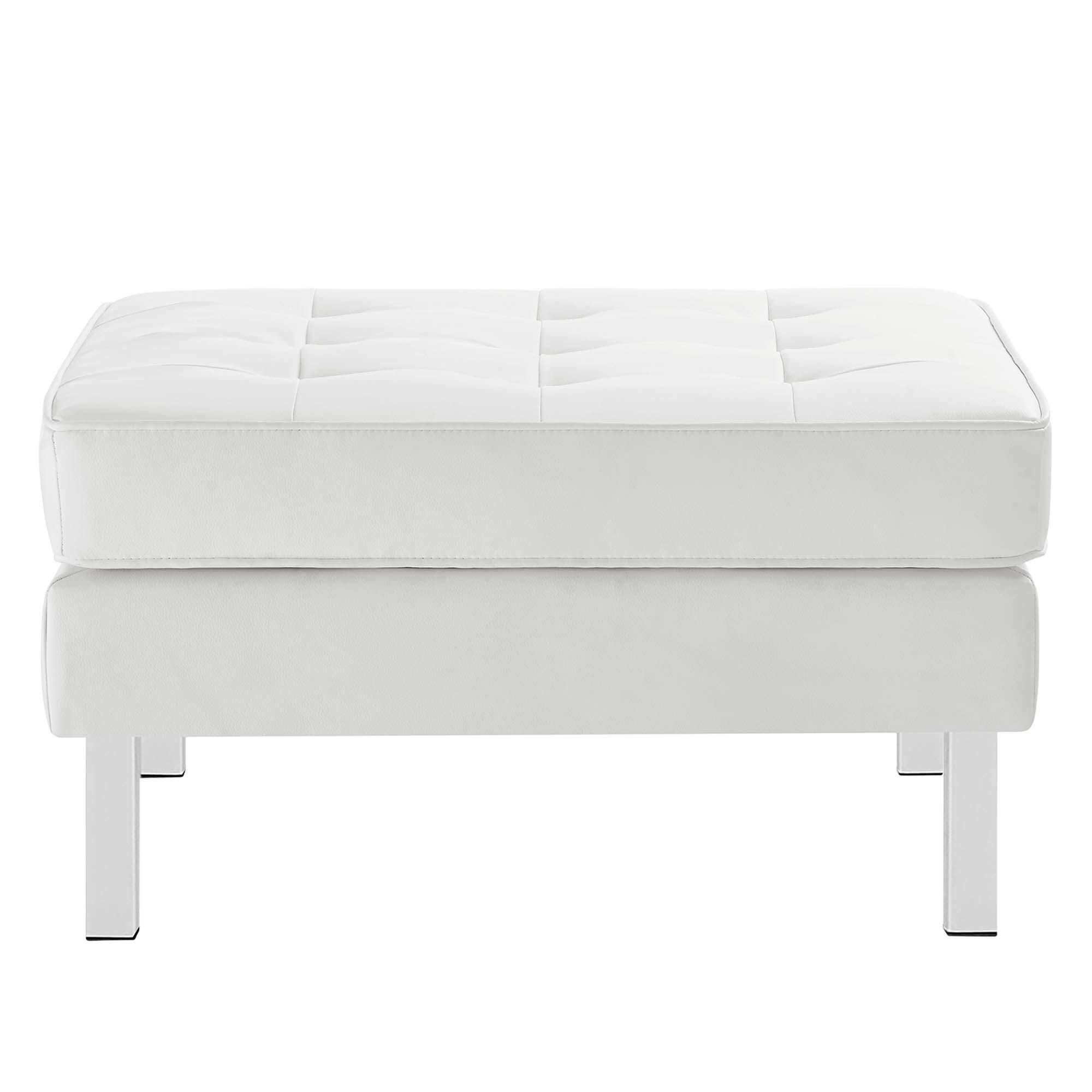 Modway Loft Accent Chair with Ottoman, Silver/White, large