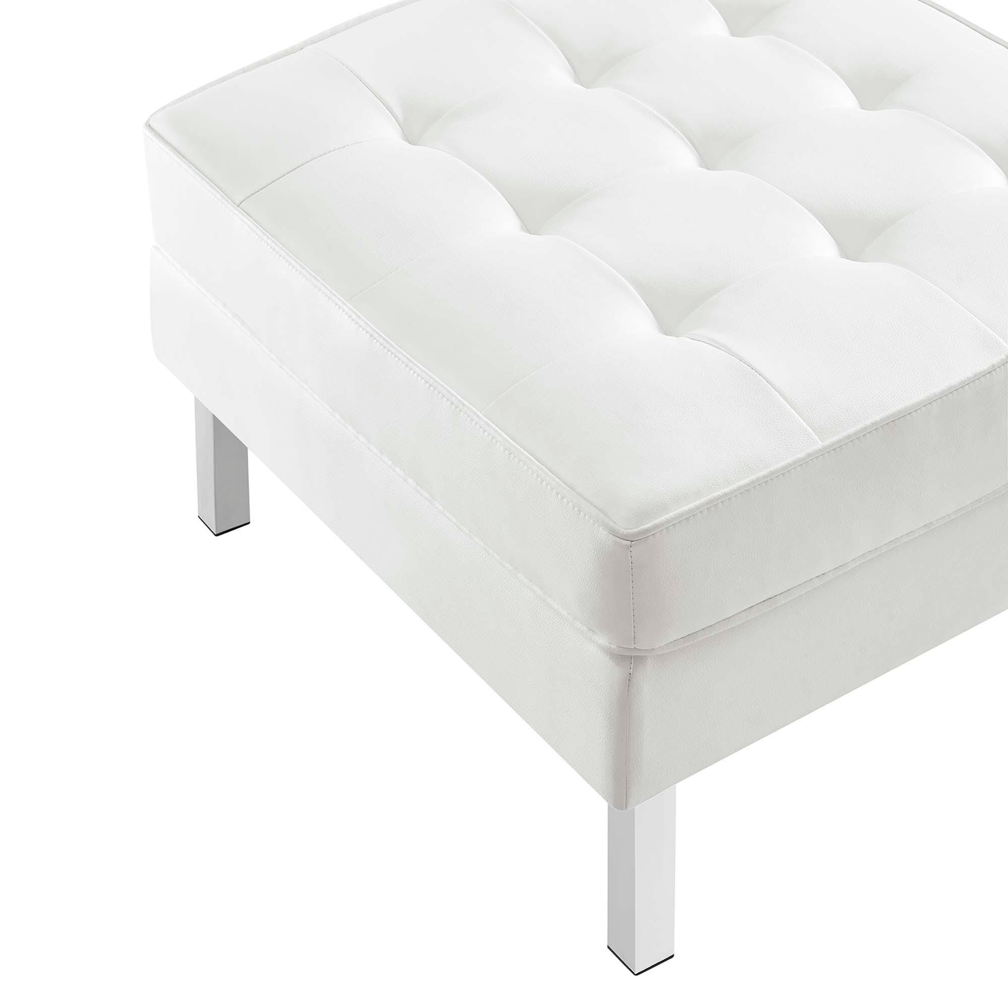 Modway Loft Accent Chair with Ottoman, Silver/White, large