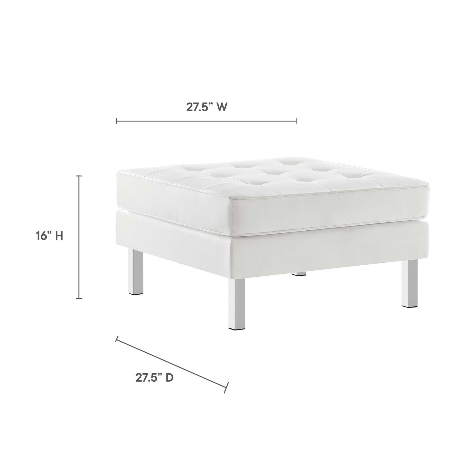 Modway Loft Accent Chair with Ottoman, Silver/White, large