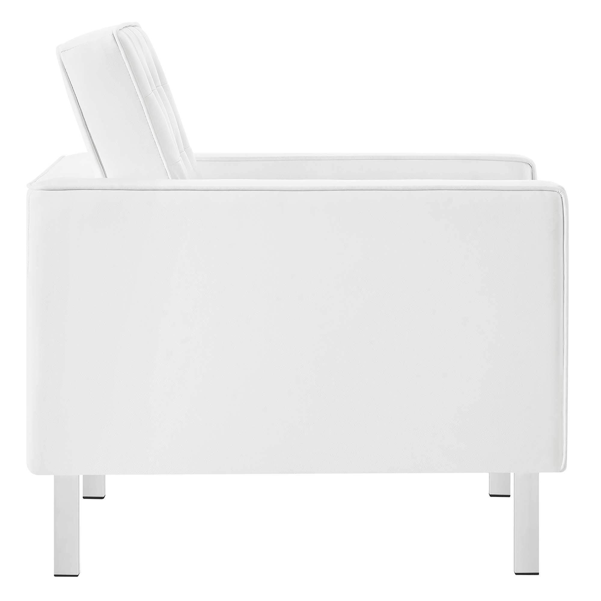 Modway Loft Accent Chair with Ottoman, Silver/White, large