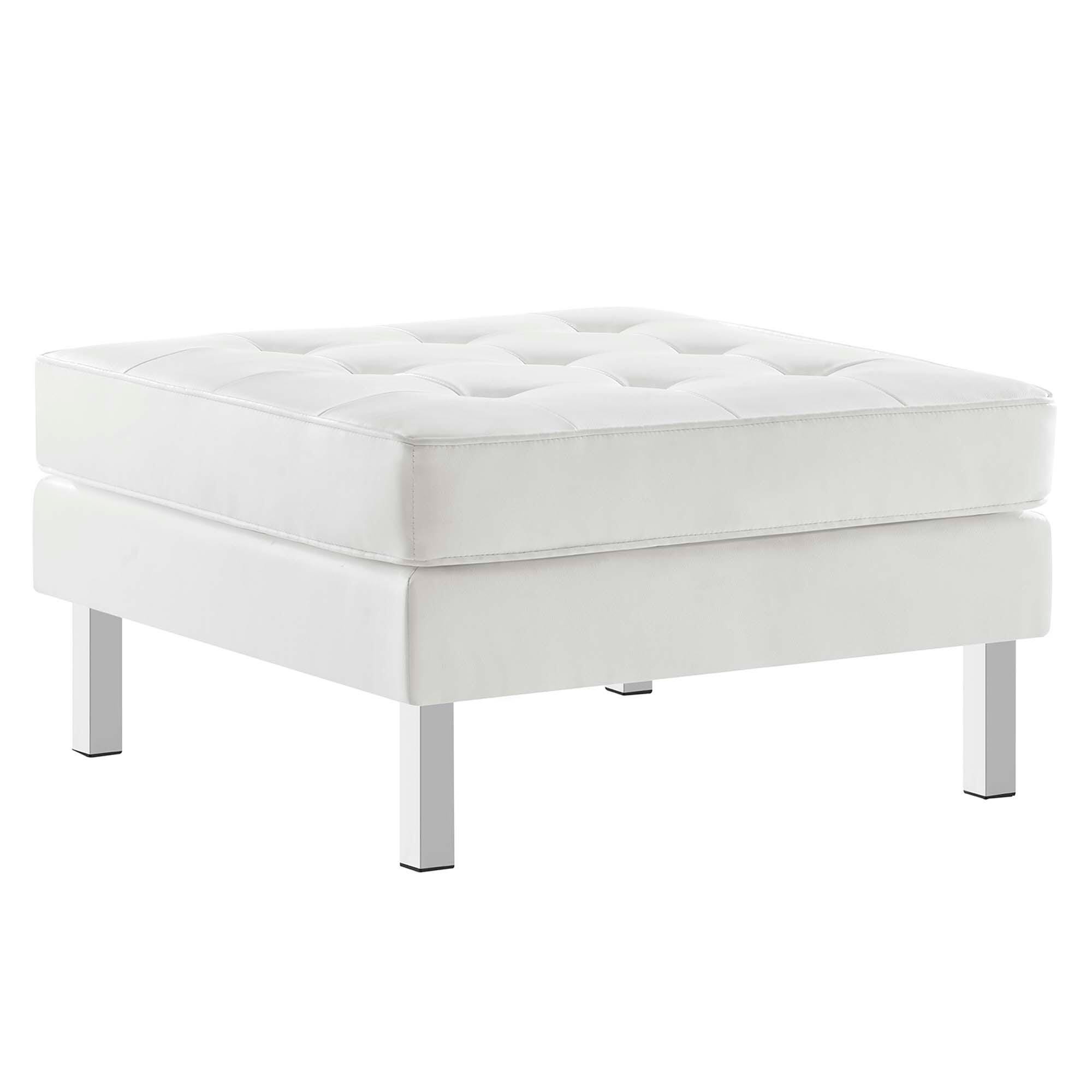 Modway Loft Accent Chair with Ottoman, Silver/White, large
