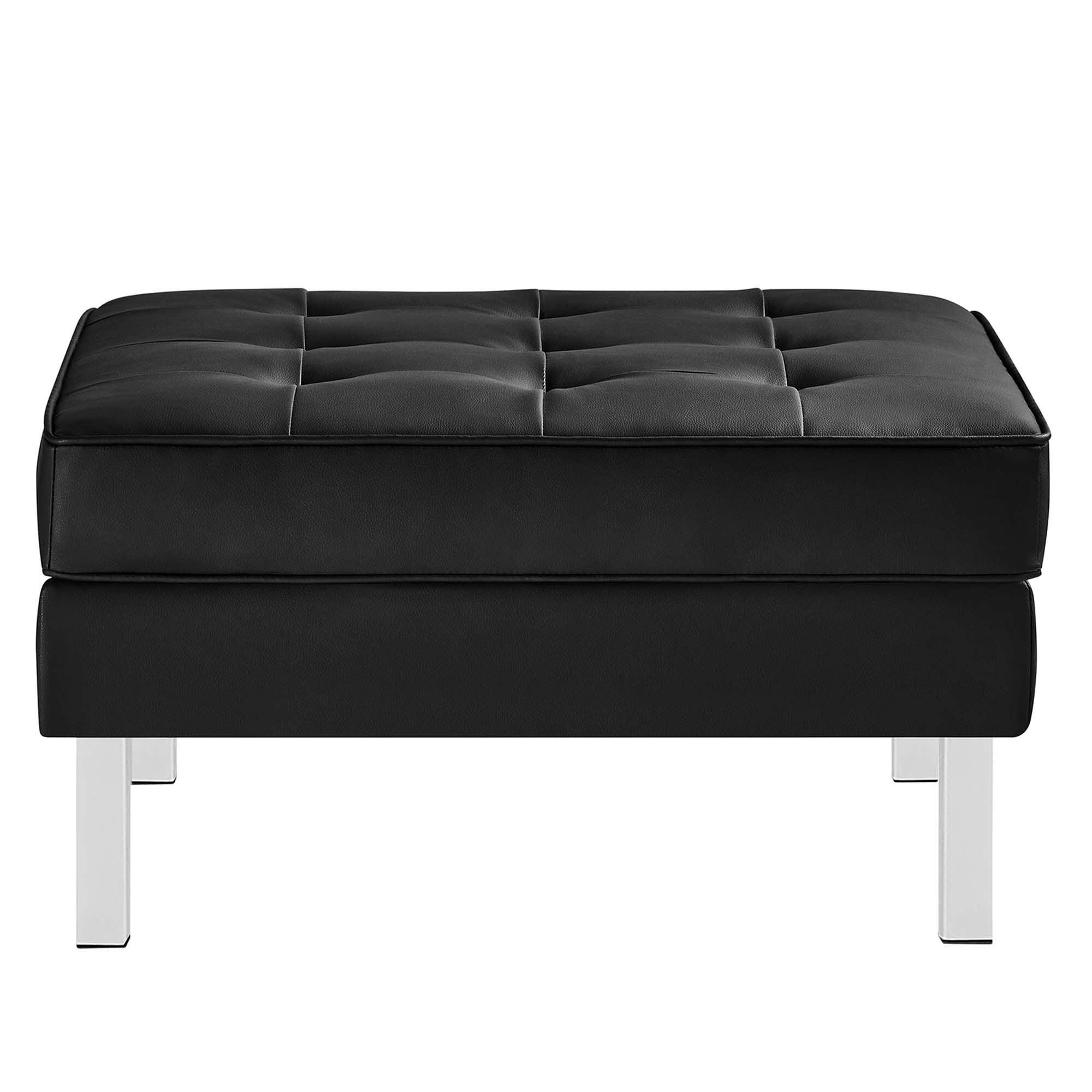 Modway Loft Accent Chair with Ottoman, Silver/Black, large