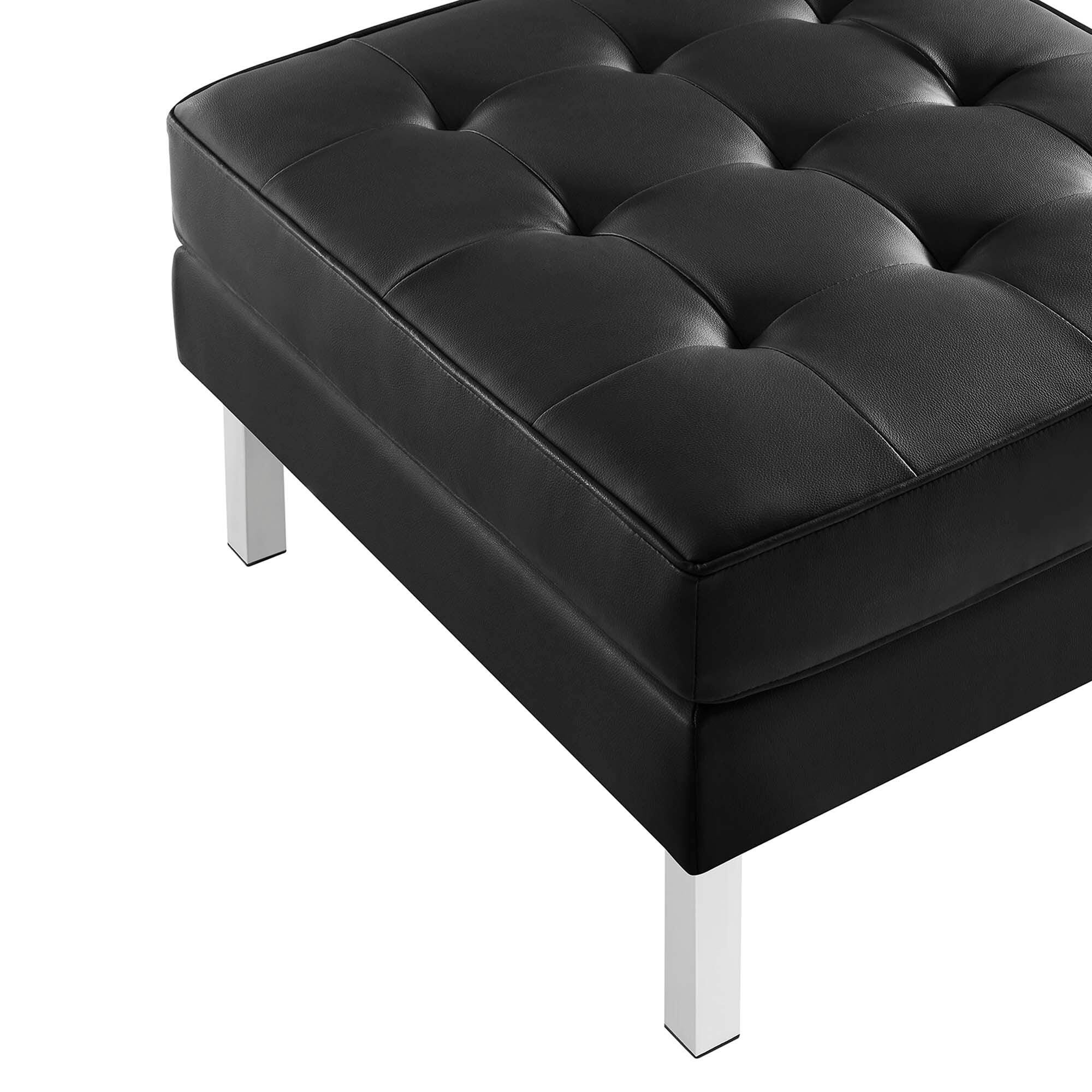 Modway Loft Accent Chair with Ottoman, Silver/Black, large