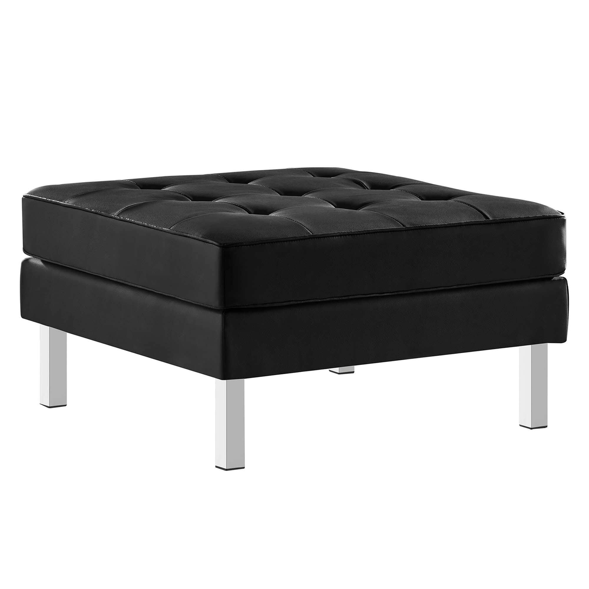 Modway Loft Accent Chair with Ottoman, Silver/Black, large