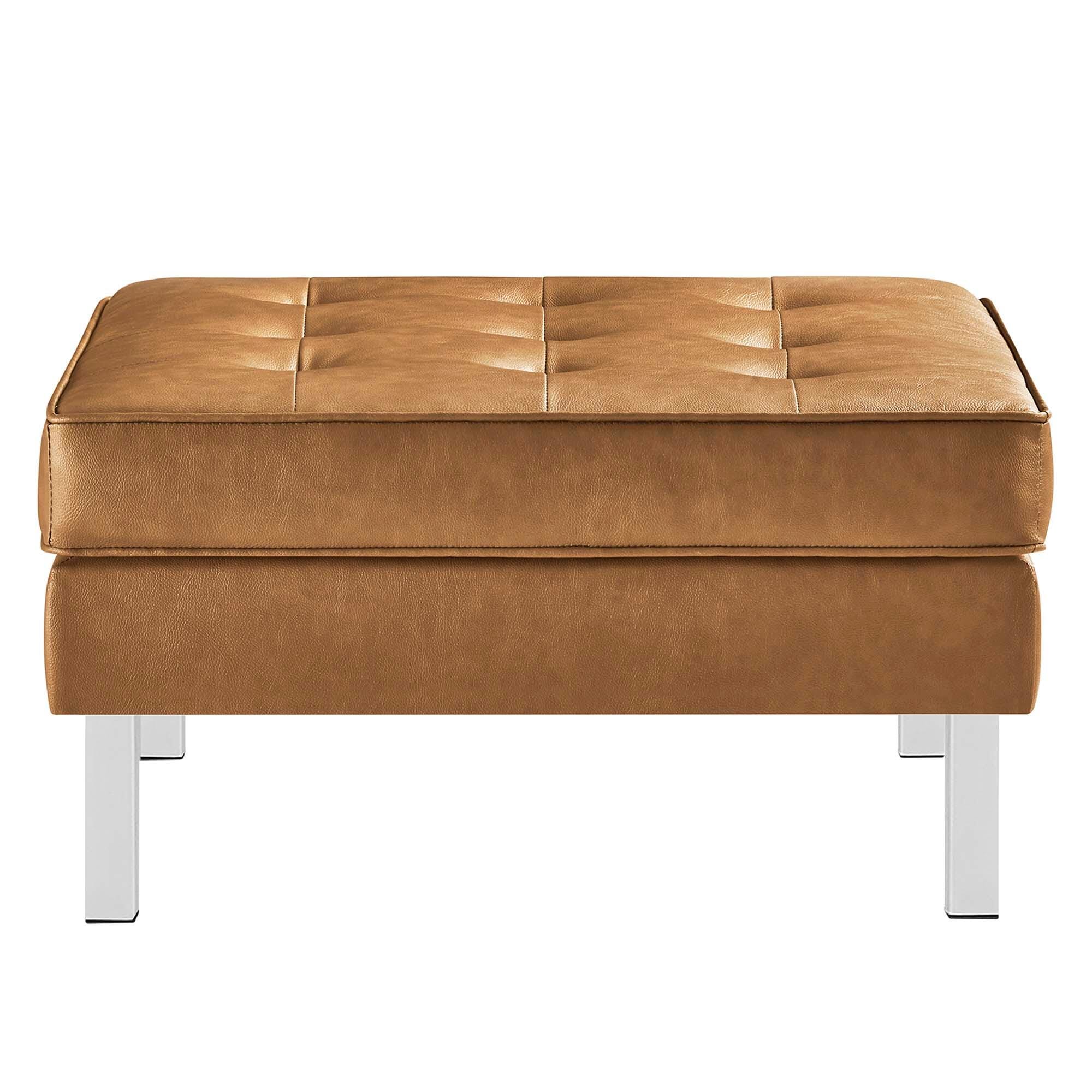 Modway Loft Accent Chair with Ottoman, Tan, large
