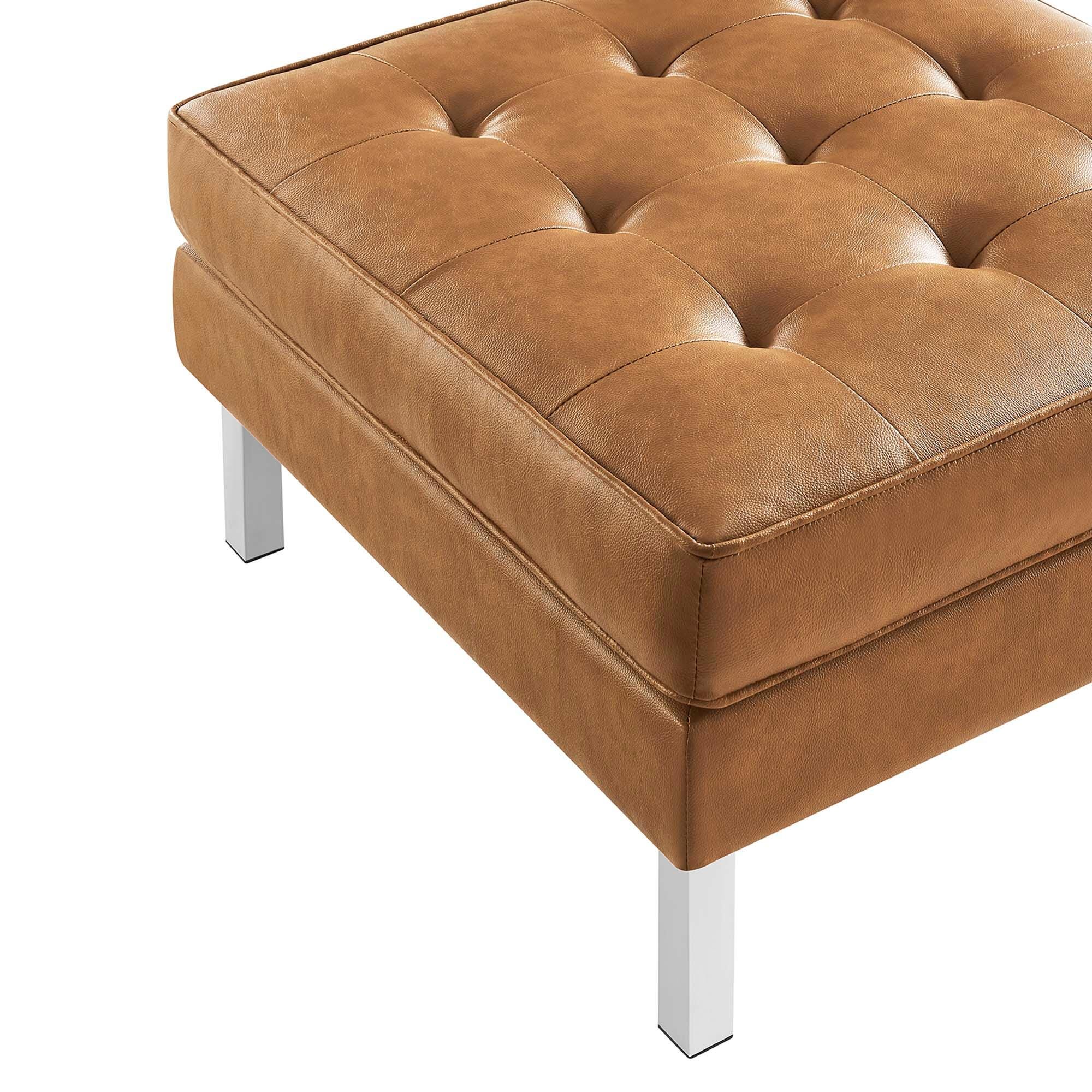 Modway Loft Accent Chair with Ottoman, Tan, large