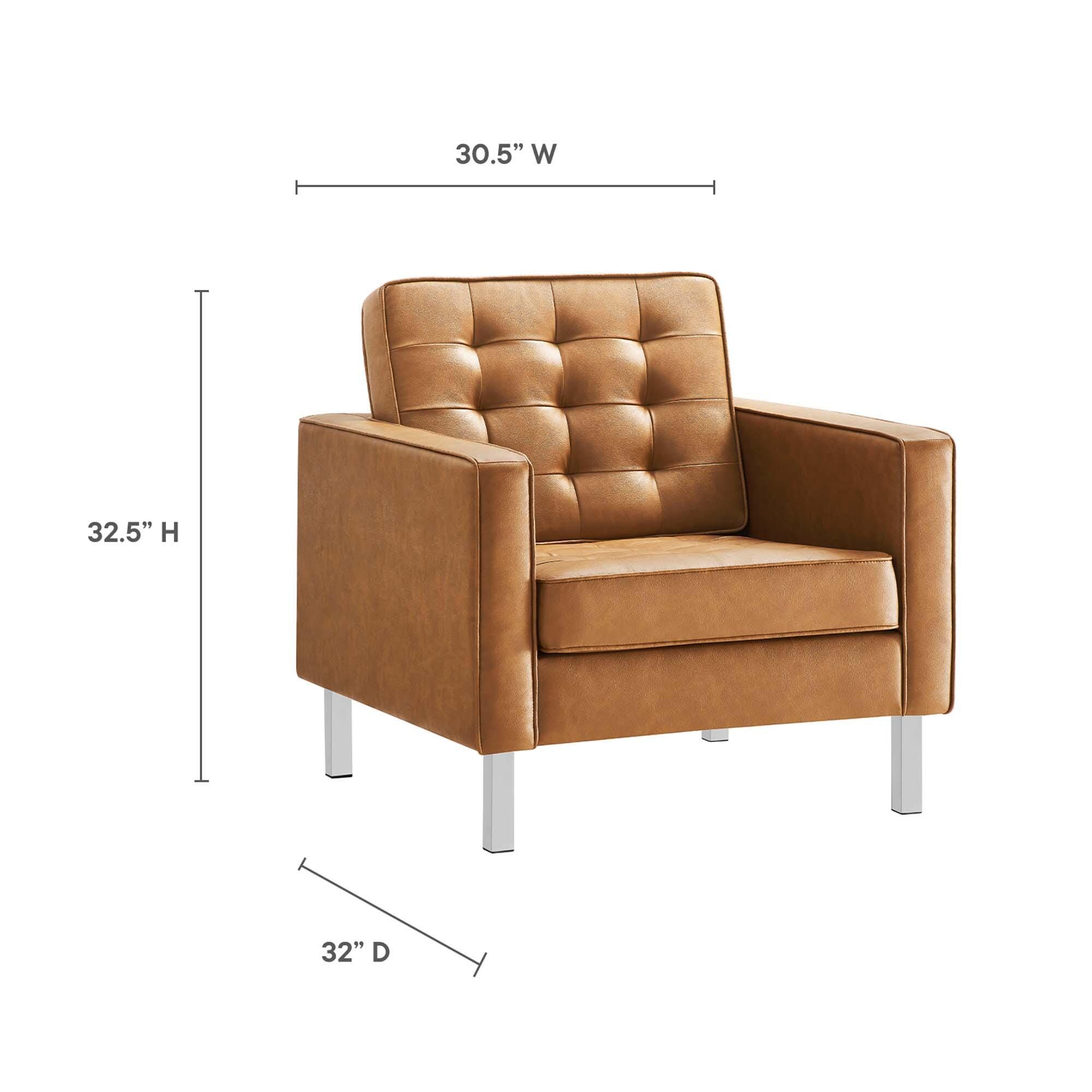 Modway Loft Accent Chair with Ottoman, Tan, large