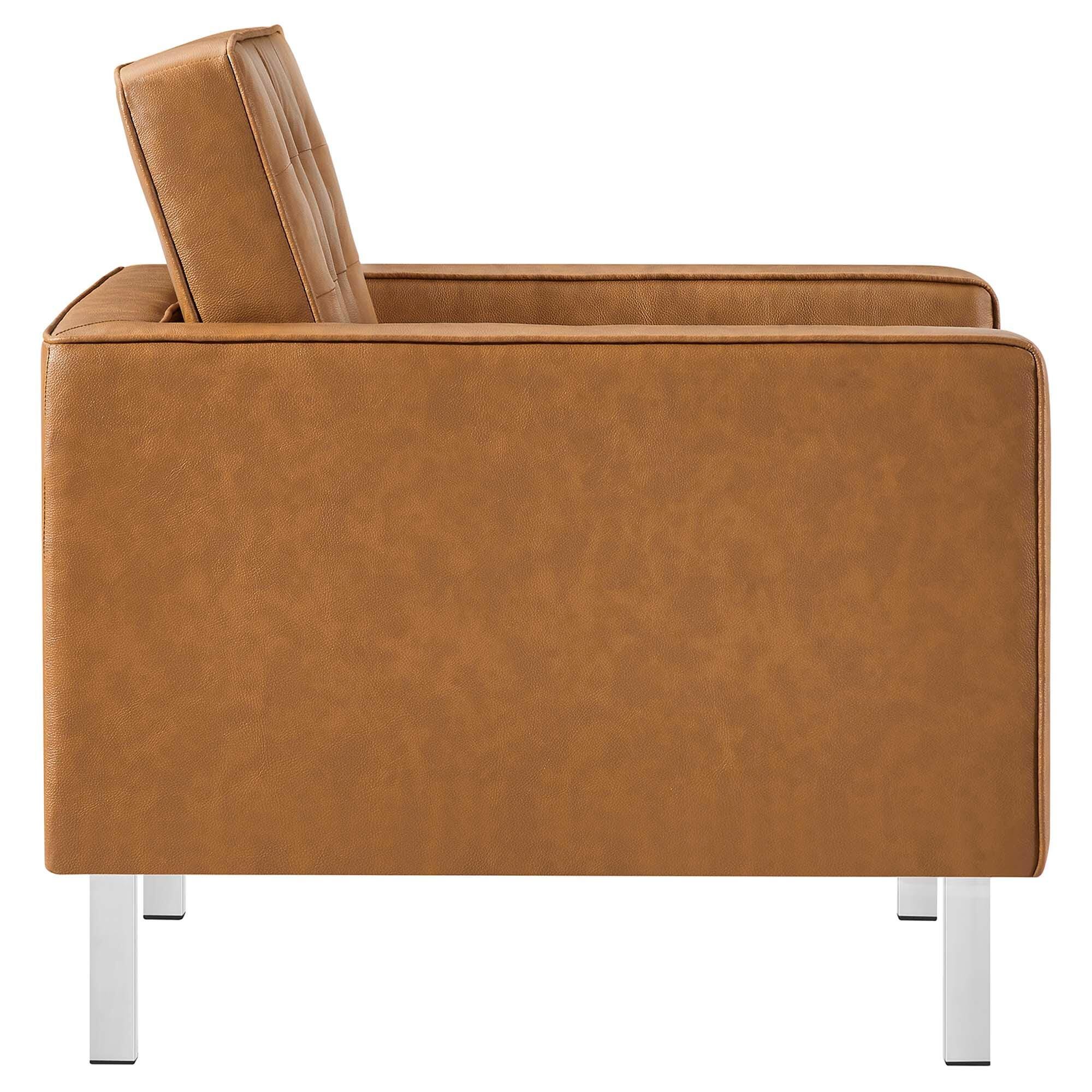 Modway Loft Accent Chair with Ottoman, Tan, large
