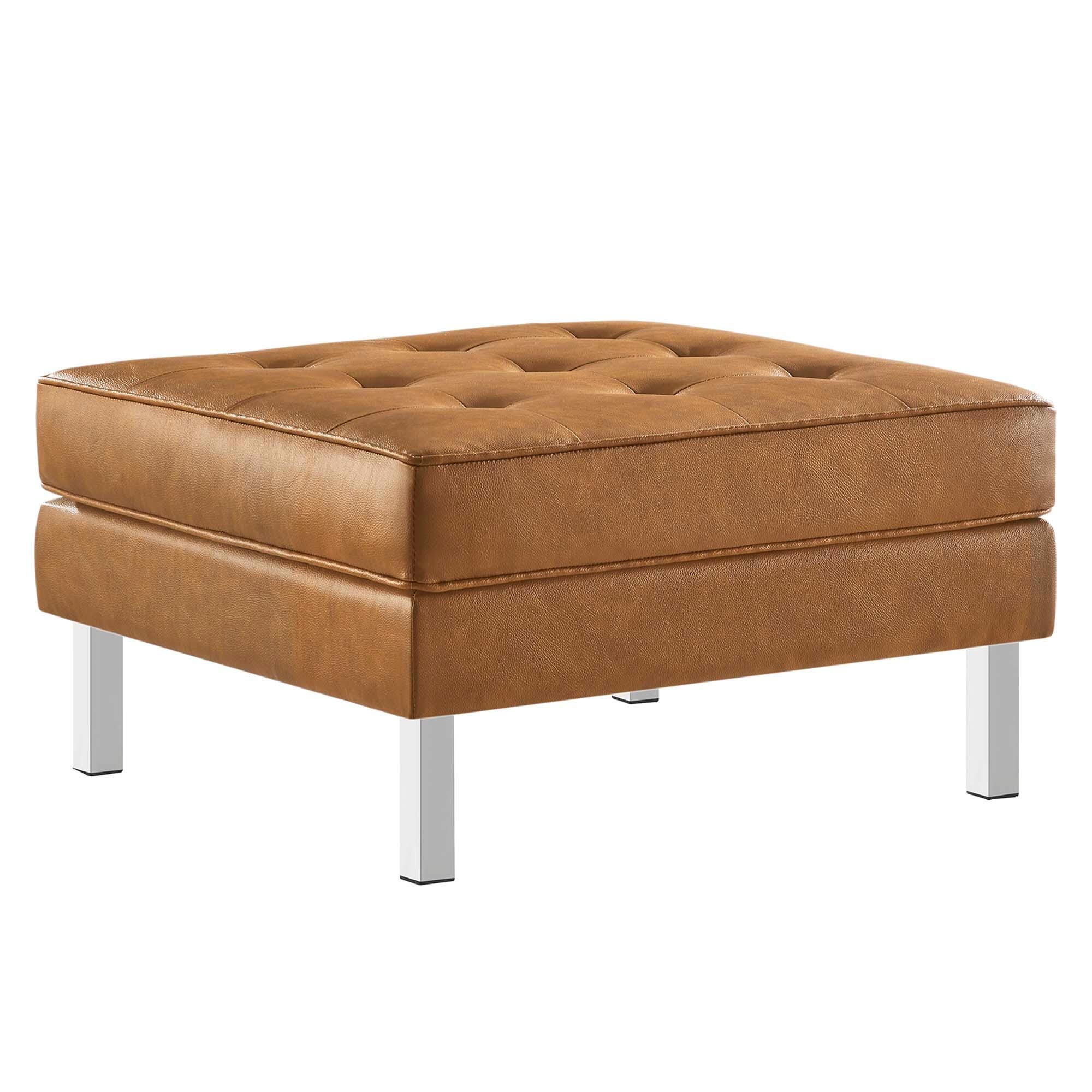Modway Loft Accent Chair with Ottoman, Tan, large