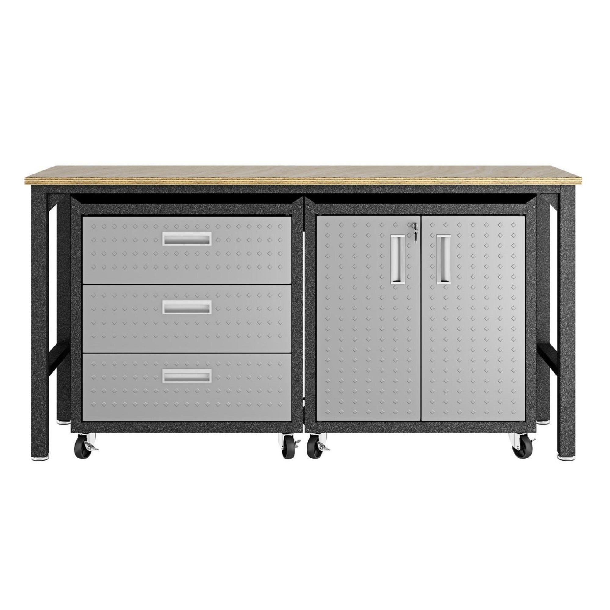 Manhattan Comfort 3-Piece Fortress Garage Cabinet and Worktable 3.0, , large