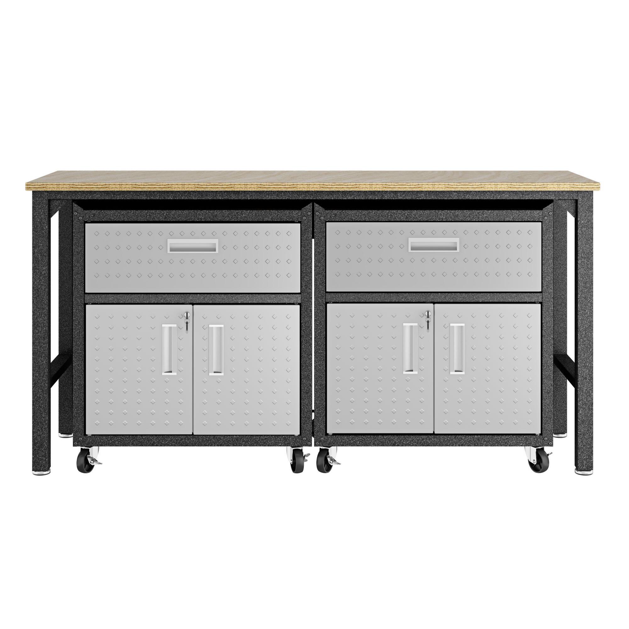 Manhattan Comfort 3-Piece Fortress Garage Cabinet and Worktable 4.0, , large