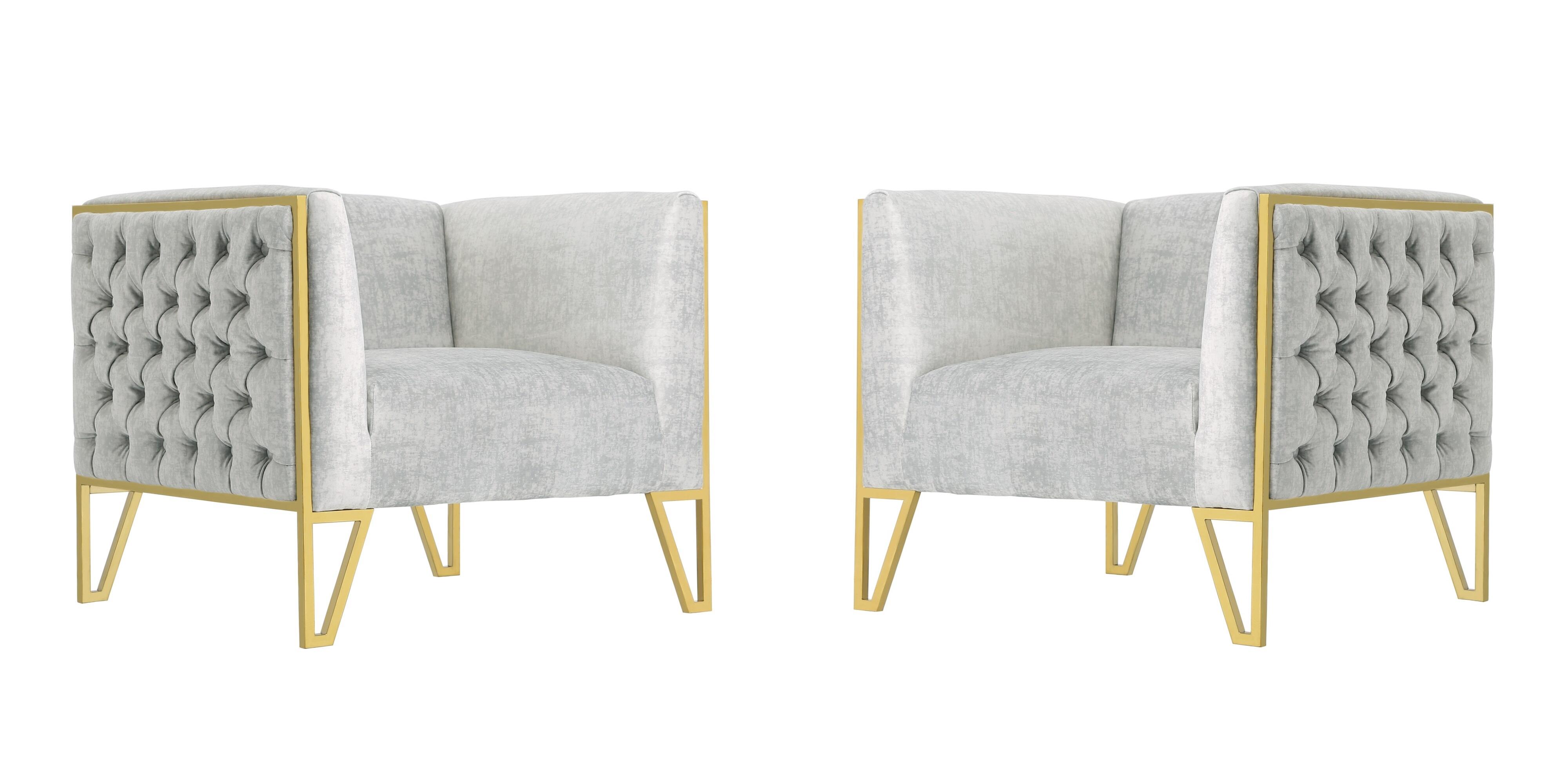 Manhattan Comfort Vector Accent Chair (Set of 2), Gray/Gold, large