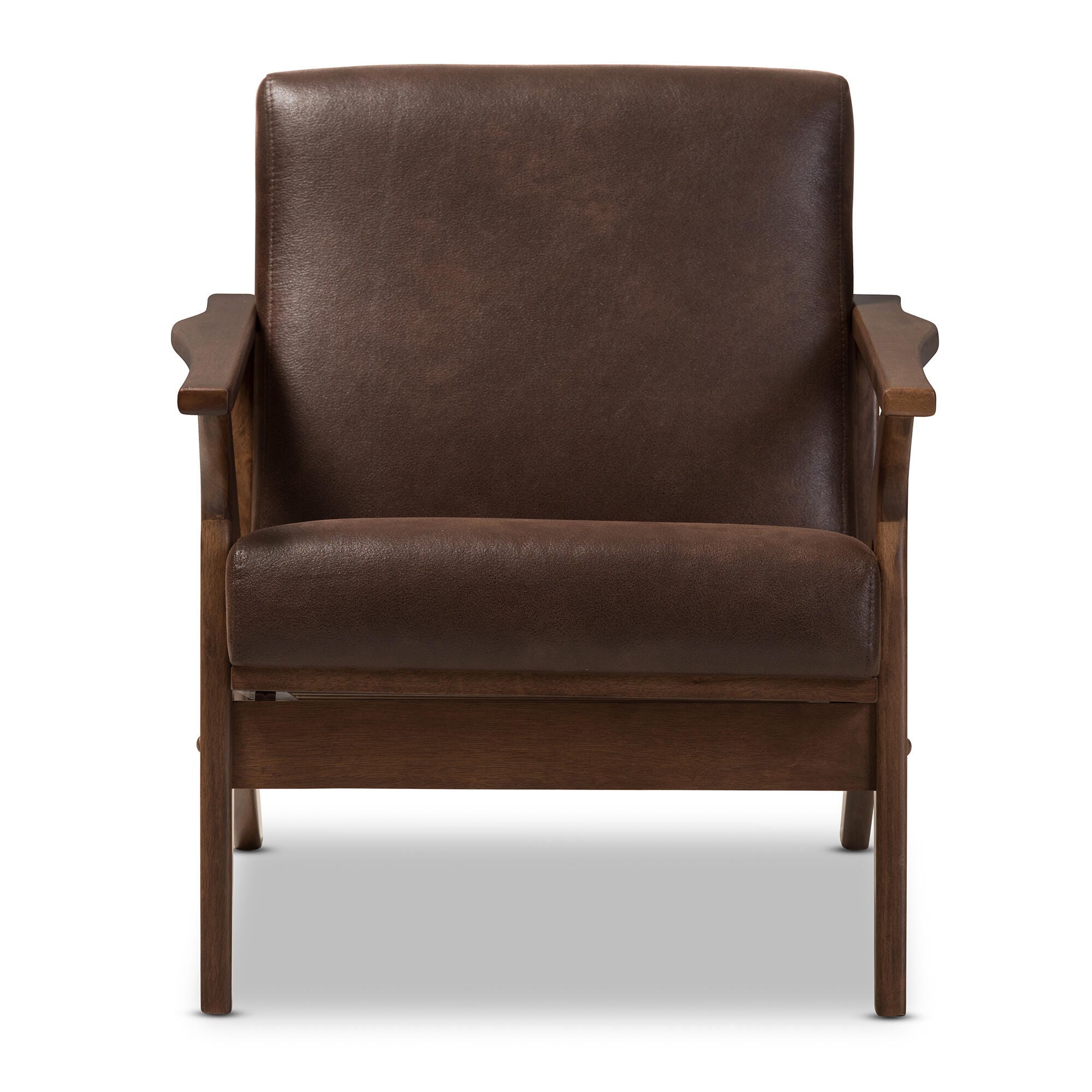 Baxton Studio Bianca Lounge Chair, Dark Brown/Walnut Brown, large