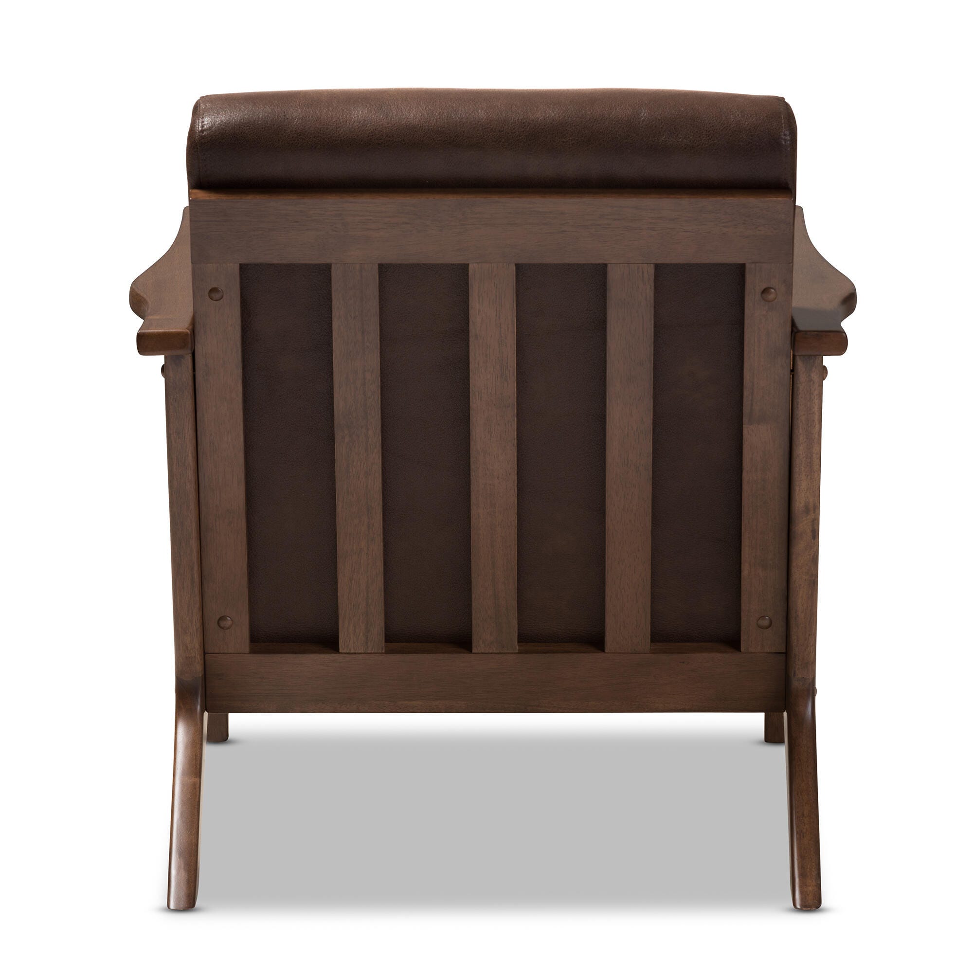 Baxton Studio Bianca Lounge Chair, Dark Brown/Walnut Brown, large