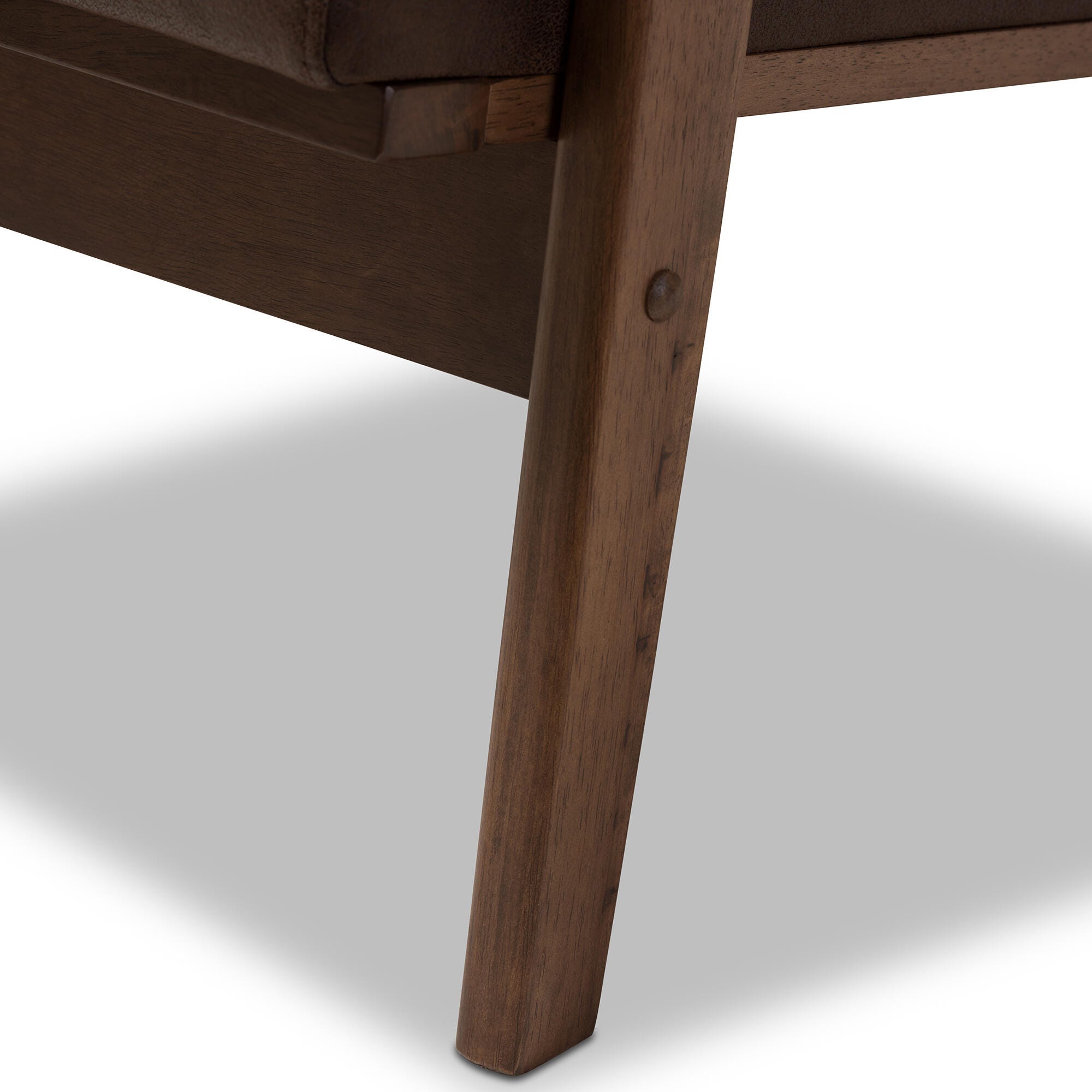 Baxton Studio Bianca Lounge Chair, Dark Brown/Walnut Brown, large