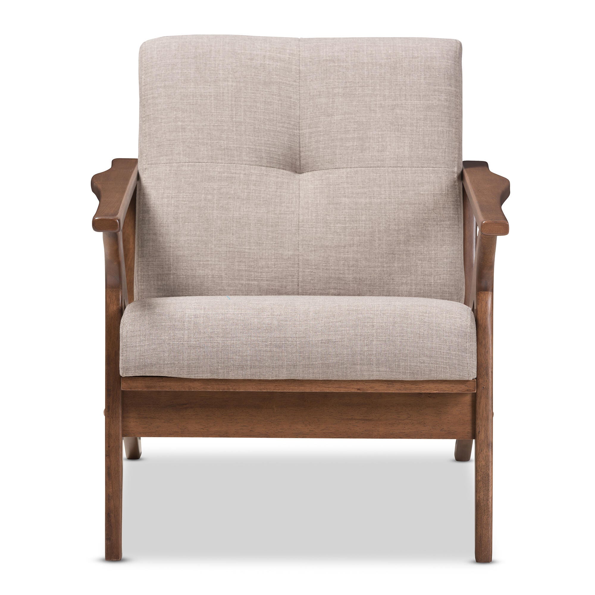 Baxton Studio Bianca Lounge Chair, Light Gray/Walnut Brown, large