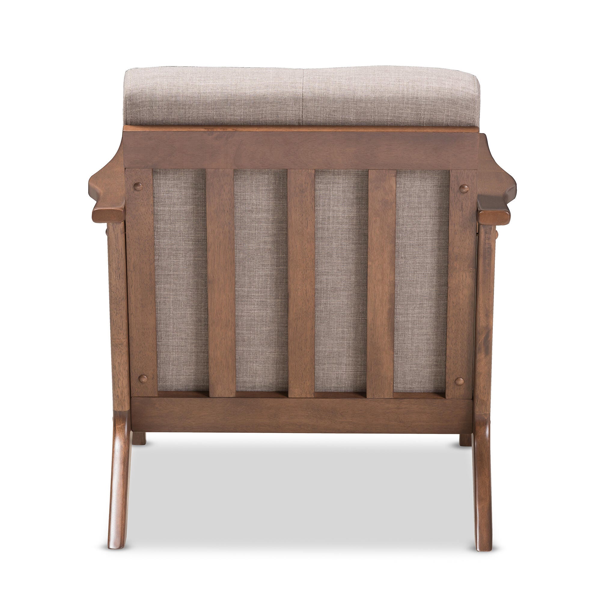 Baxton Studio Bianca Lounge Chair, Light Gray/Walnut Brown, large