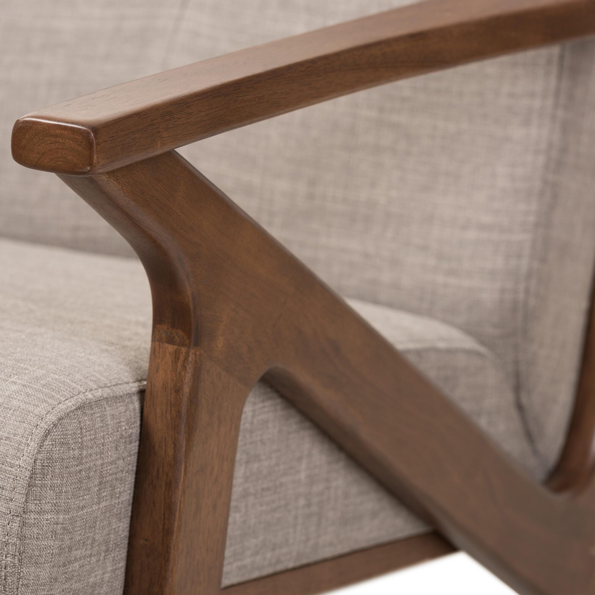 Baxton Studio Bianca Lounge Chair, Light Gray/Walnut Brown, large