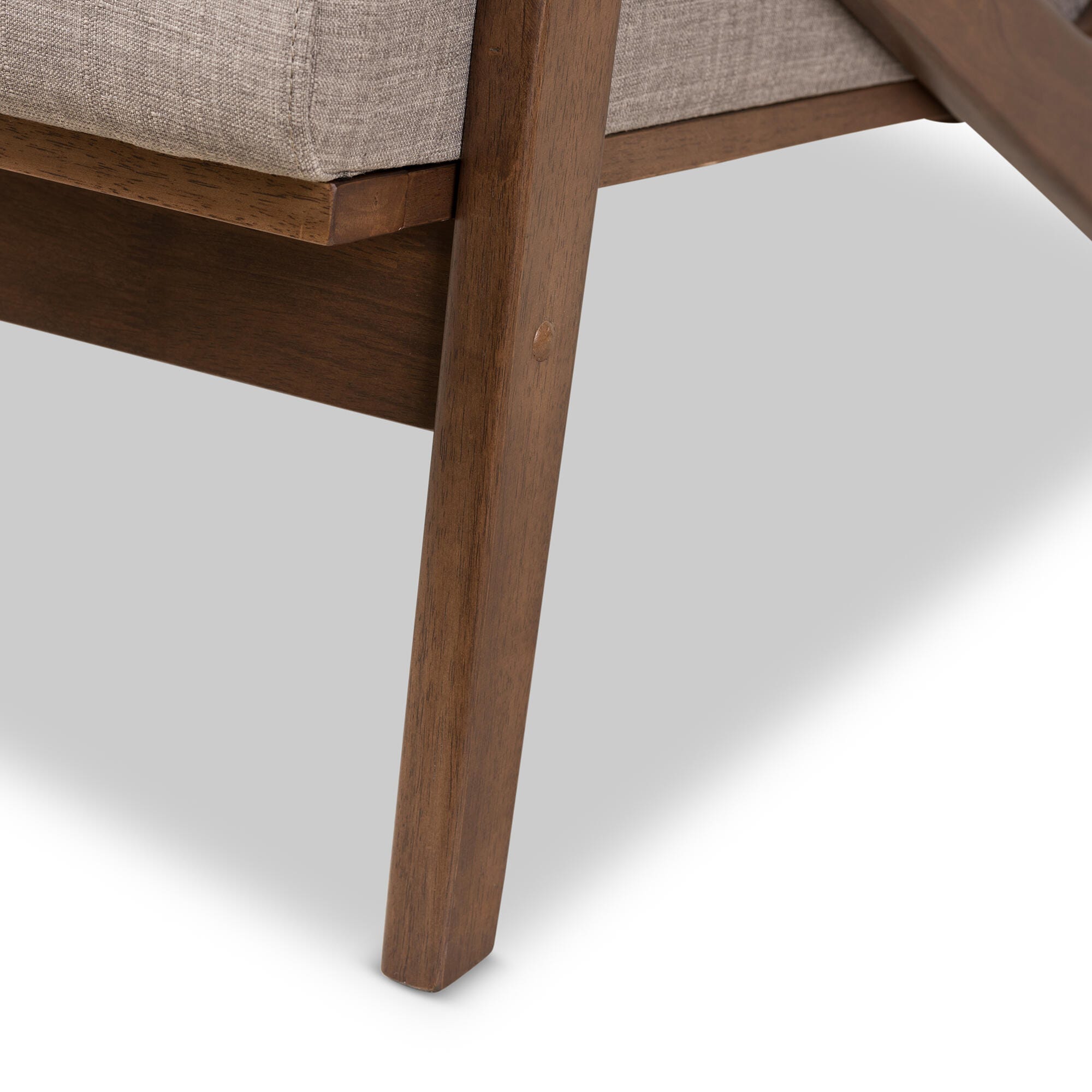 Baxton Studio Bianca Lounge Chair, Light Gray/Walnut Brown, large