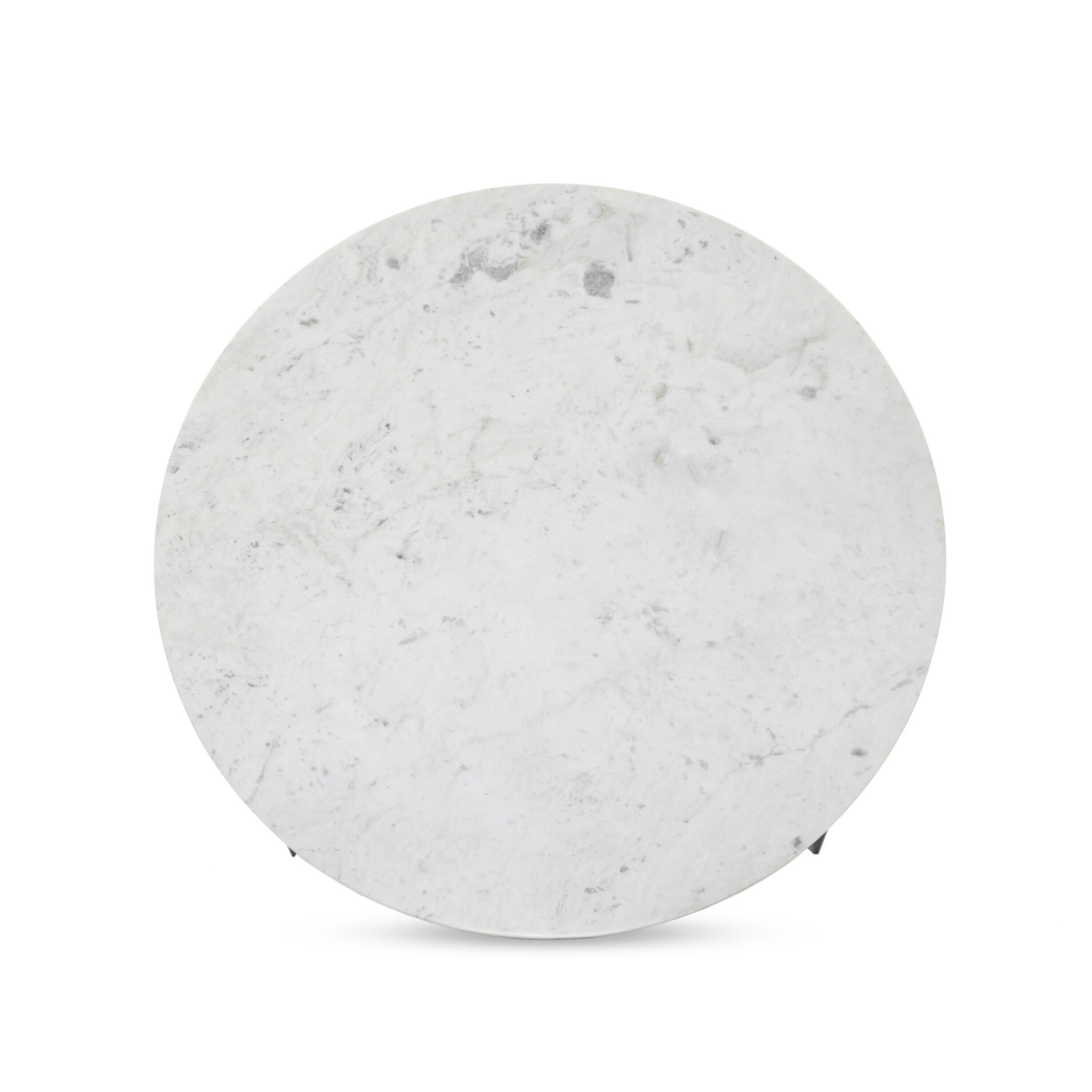 Ashley Luxe Marble Round Coffee Table with Iron - Polished White Marble, , large