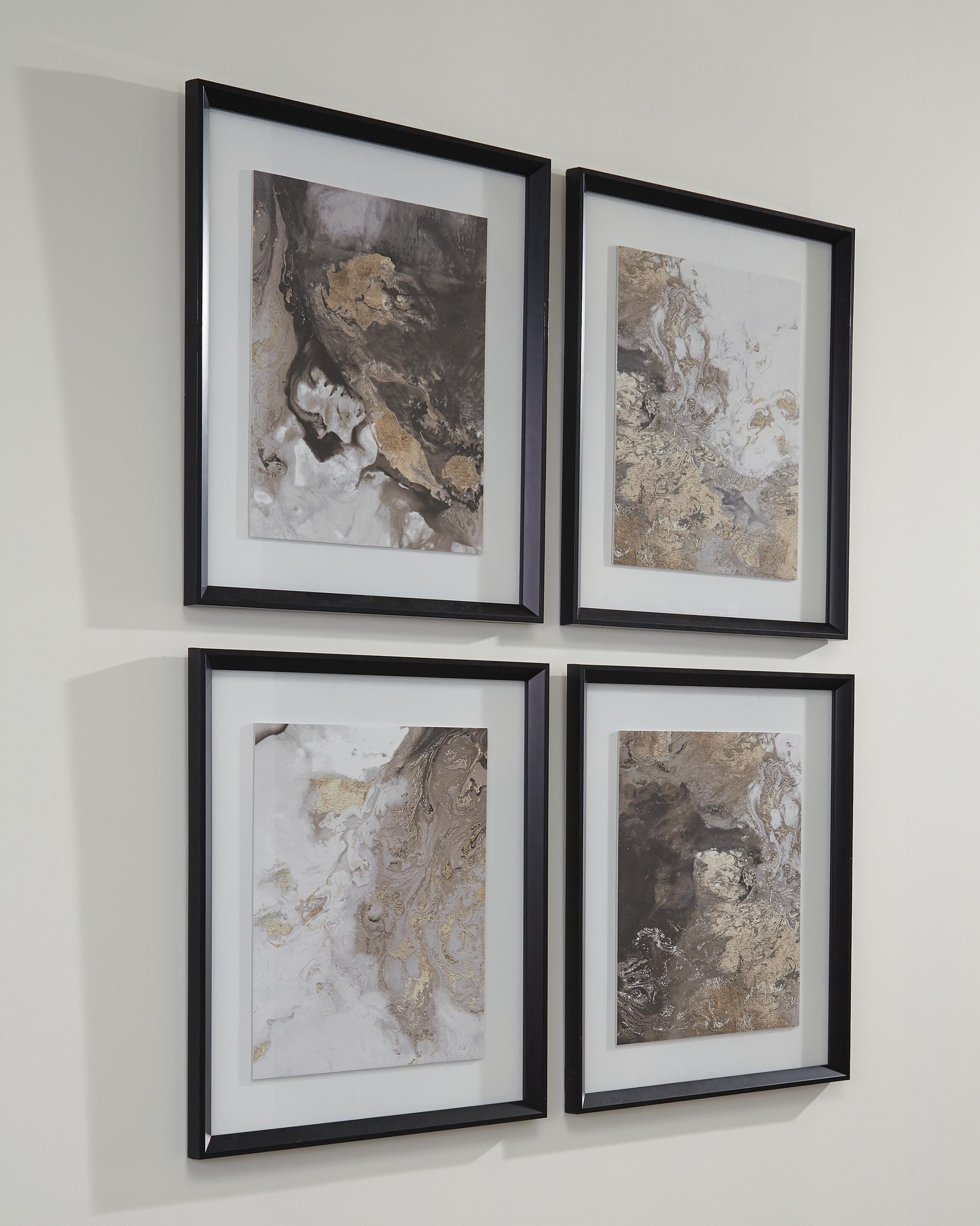 25K365 ジ Ashley アシュレイ Hallwood Wall Art 4点セット 額装 ウォールアート 抽象画 中古 Hallwood Wall Art (Set of 4) | Ashley
