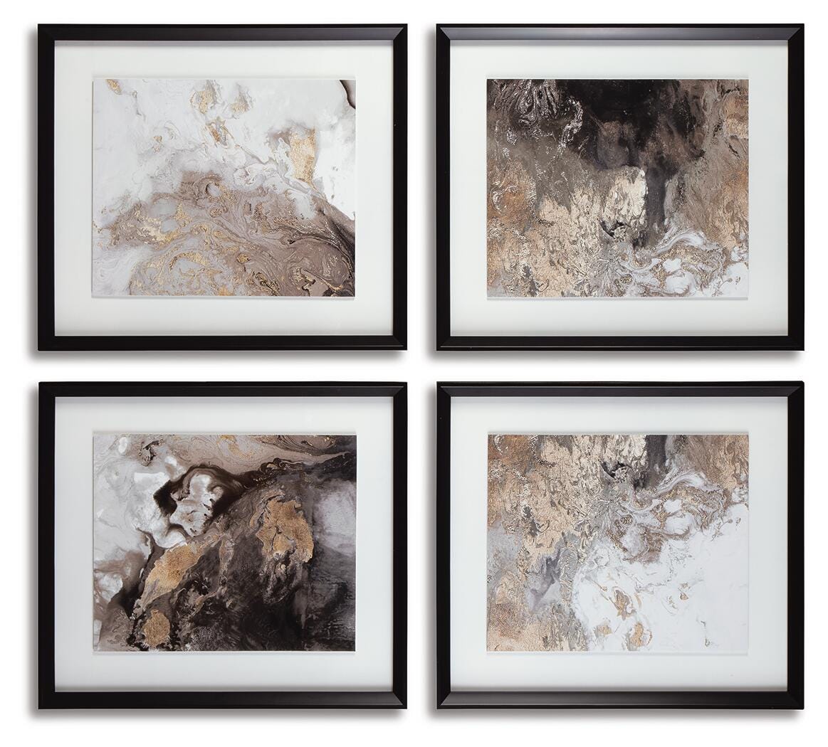 25K365 ジ Ashley アシュレイ Hallwood Wall Art 4点セット 額装 ウォールアート 抽象画 中古 Hallwood Wall Art (Set of 4) | Ashley