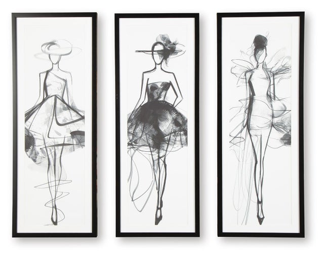 Mckerrick Wall Art Set (Set of 3), Black/White