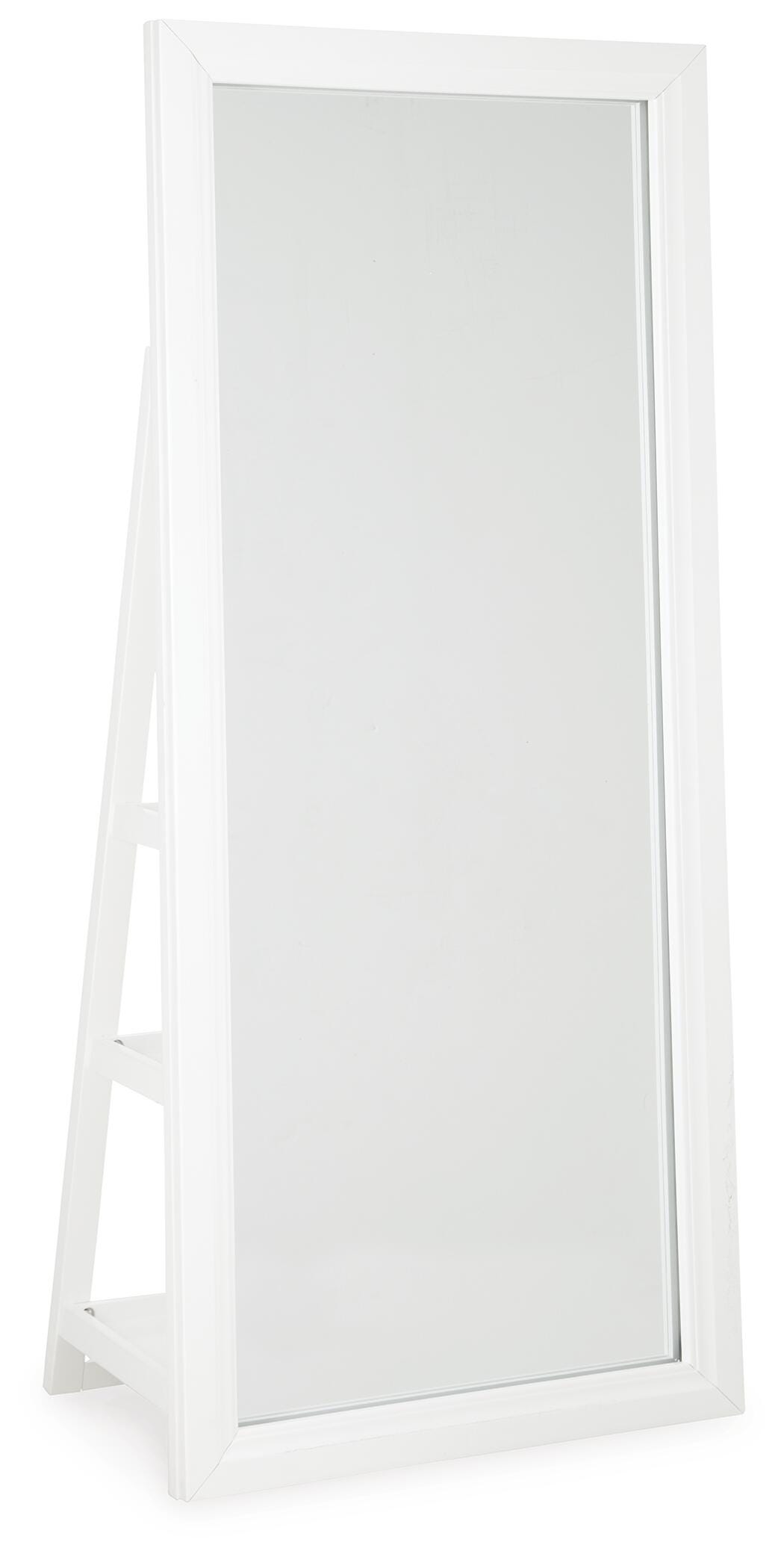 Evesen Floor Standing Mirror/Storage, White, large