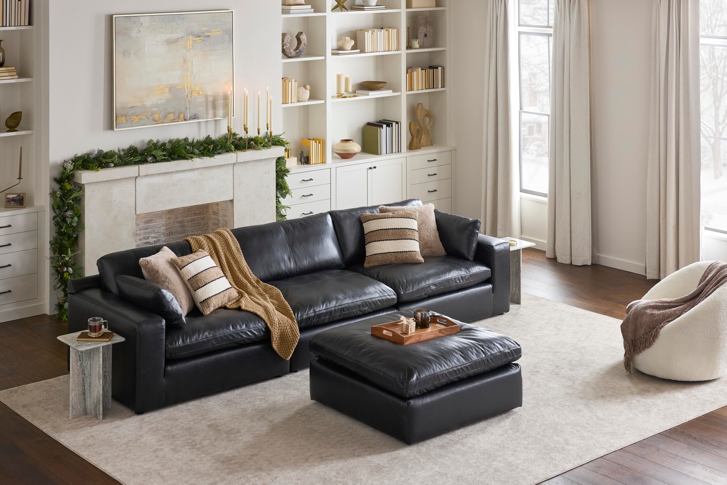 Emilia 3-Piece Sectional Sofa, Black, large