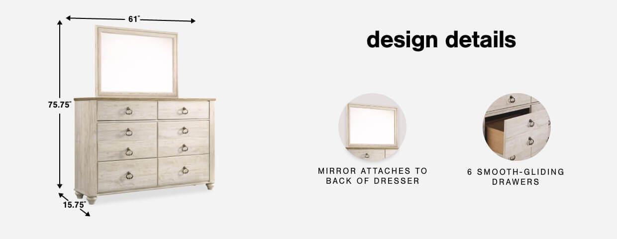 signature design by ashley willowton dresser Willowton Dresser, Mirror, Chest and Nightstand B267B76 by Signature Design by Ashley at China Towne Furniture & Mattress