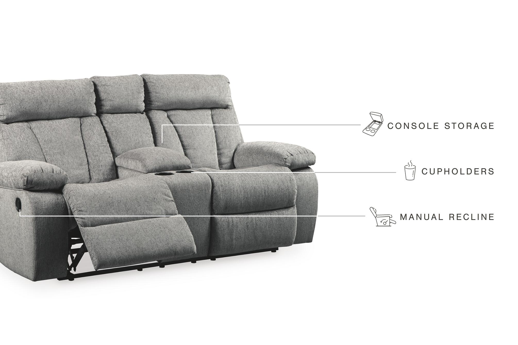 Mitchiner Reclining Loveseat with Console, , large