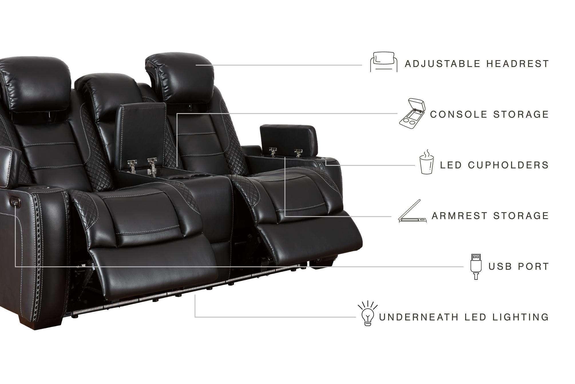 Party Time Power Reclining Loveseat with Console - image 6