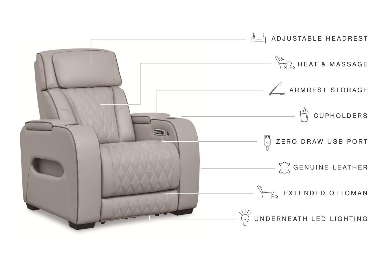 Boyington Power Recliner, Gray, large