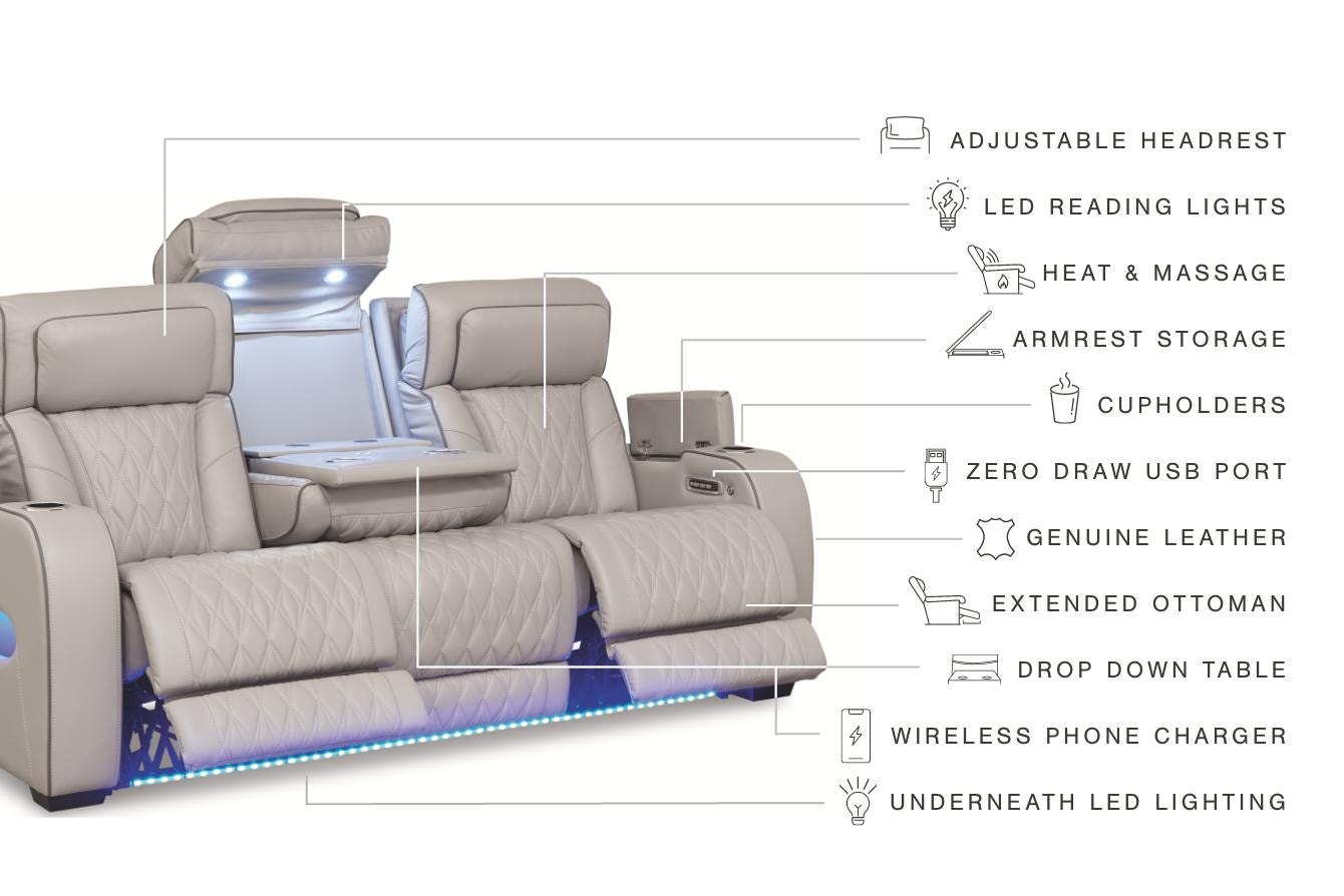 Boyington Power Reclining Sofa, Gray, large