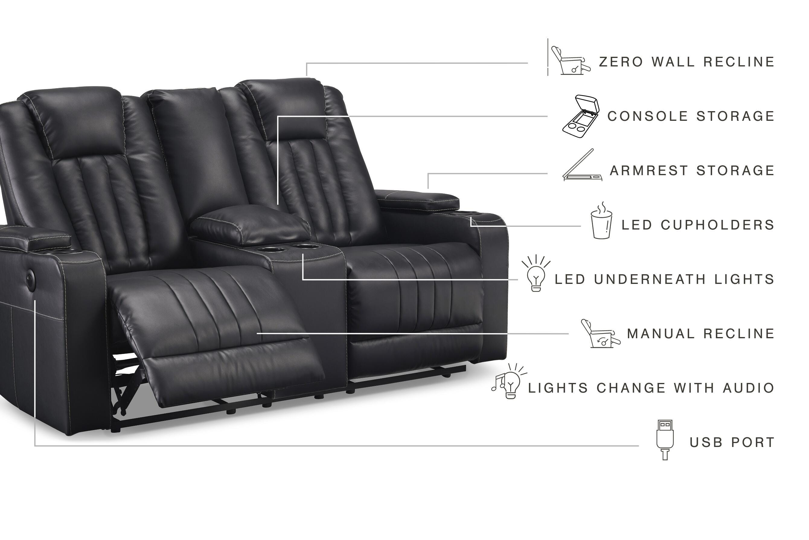 Center Point Reclining Loveseat with Console, , large