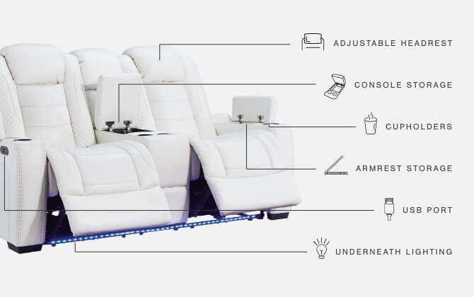 Party Time Power Reclining Loveseat with Console - image 4