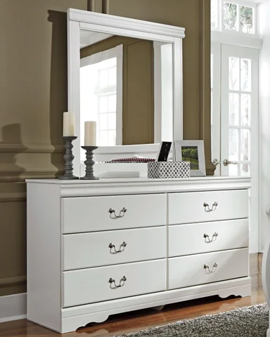 Ashley Anarasia 6 Drawer Dresser and Mirror, White Ashley Anarasia 6 Drawer Dresser and Mirror, White