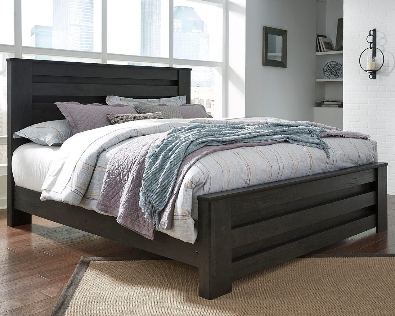 Brinxton King Panel Bed, Charcoal, large