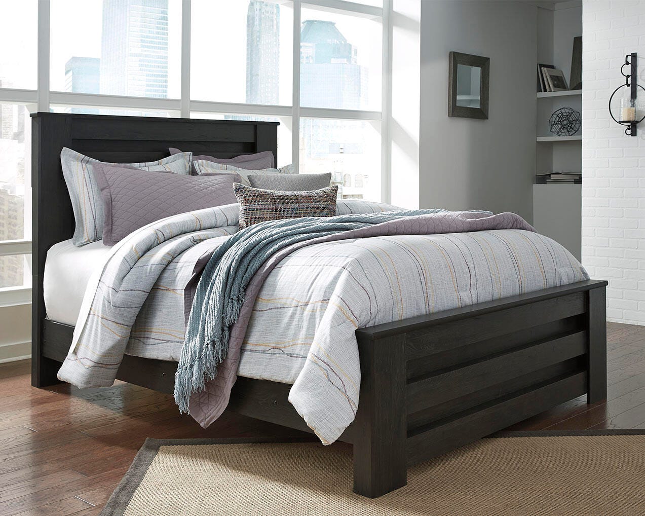 Brinxton Queen Panel Bed, Charcoal, rollover