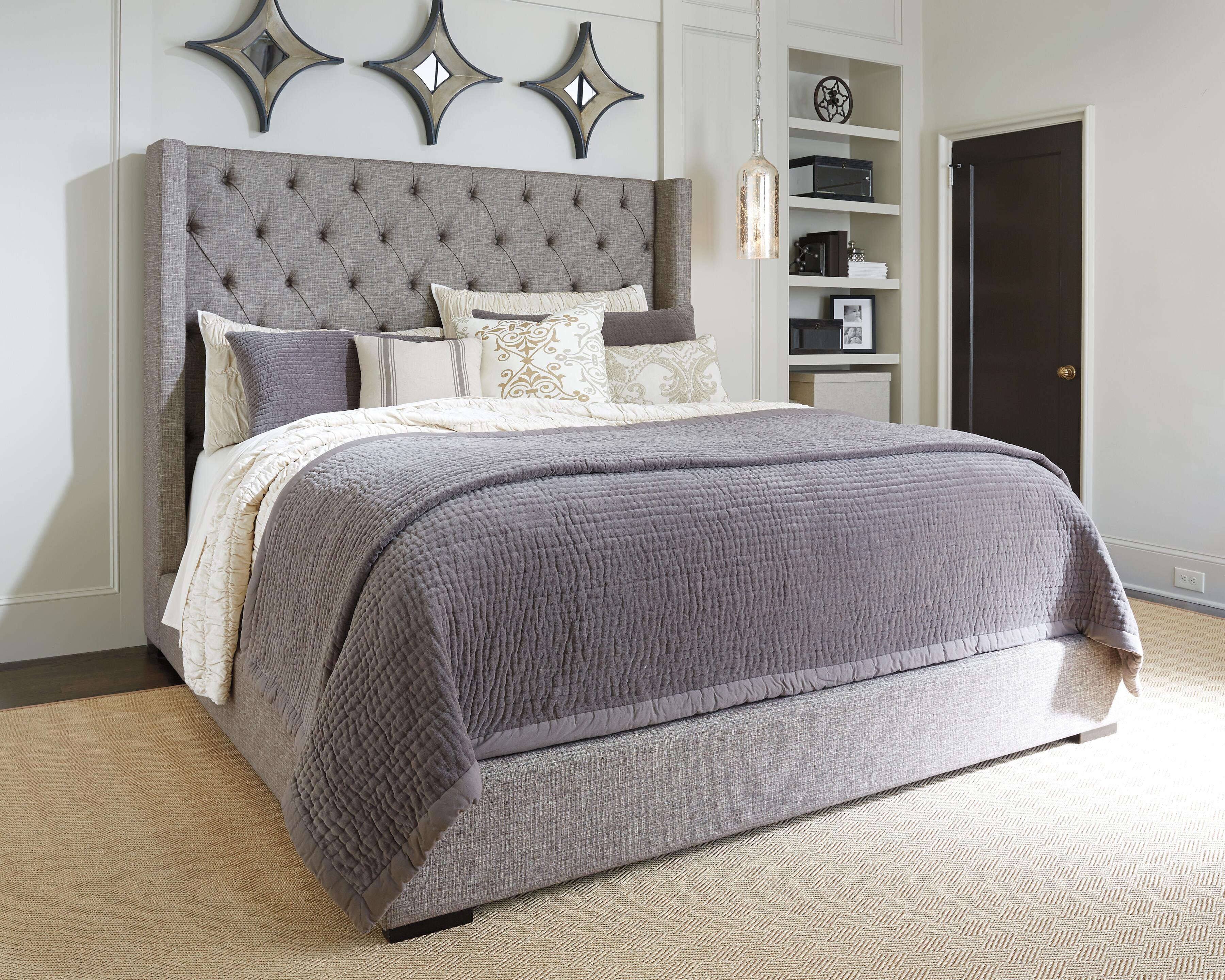 Sorinella California King Upholstered Bed, Gray, large