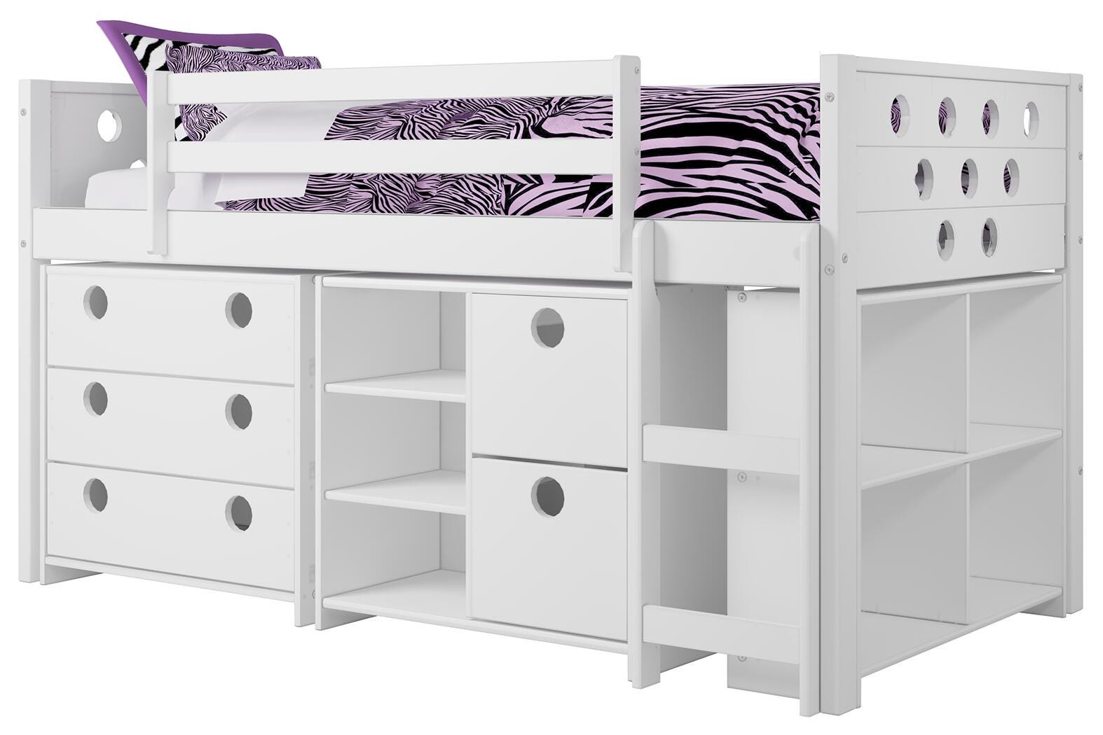 Kids Circles Twin Low Loft Bed Set, , large