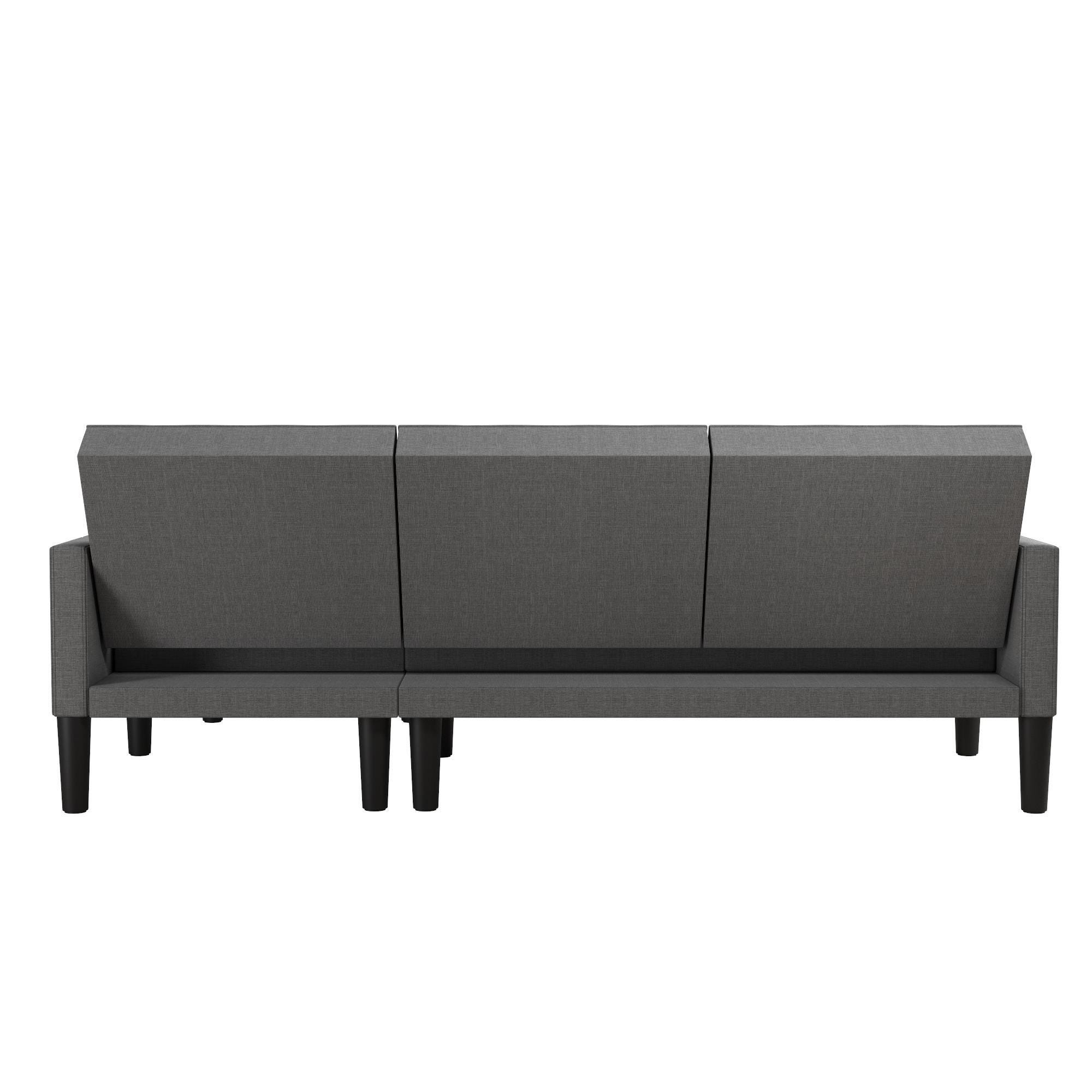 Atwater Living Henri Small Space Sectional Futon Grey Linen, Light Gray, large