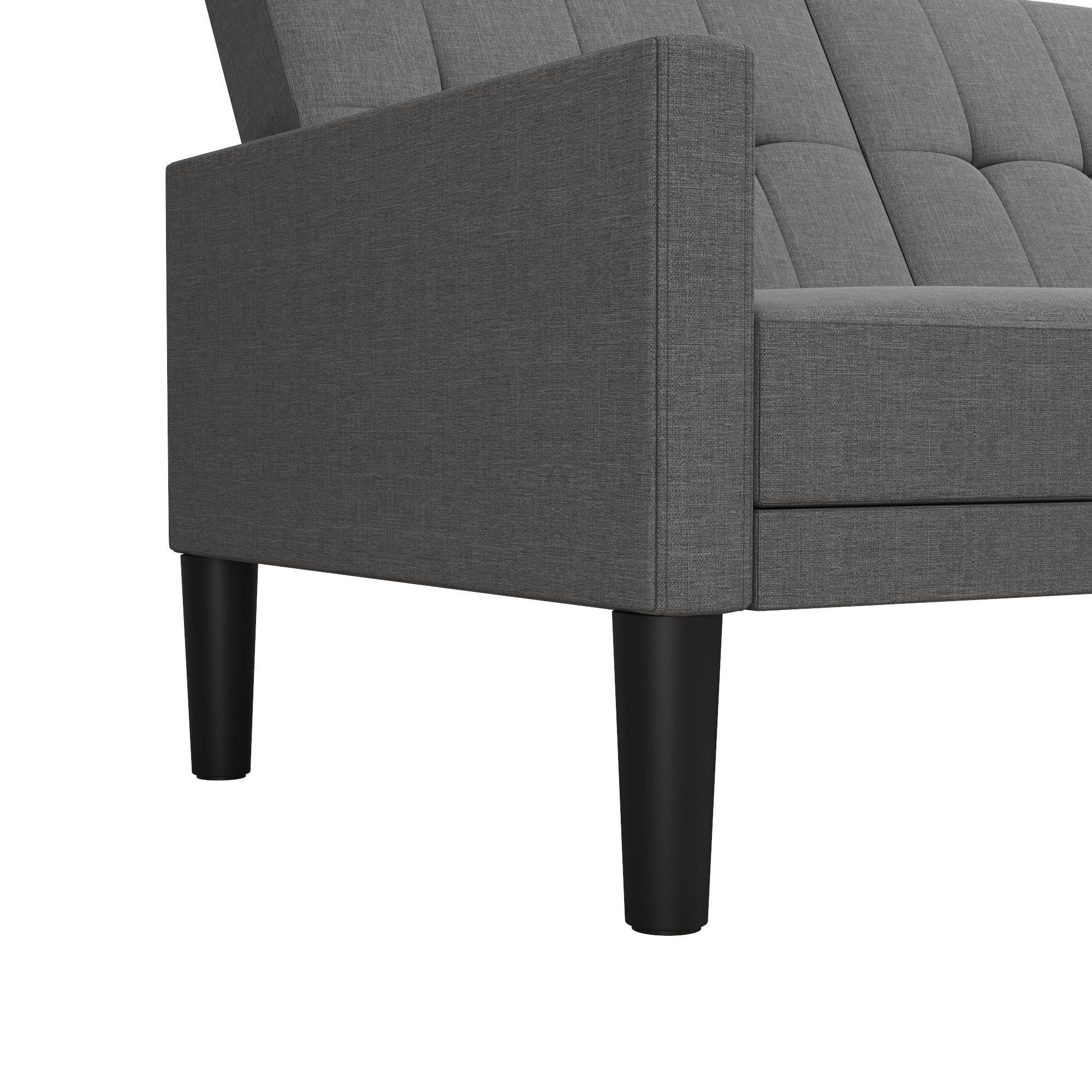 Atwater Living Henri Small Space Sectional Futon Grey Linen, Light Gray, large