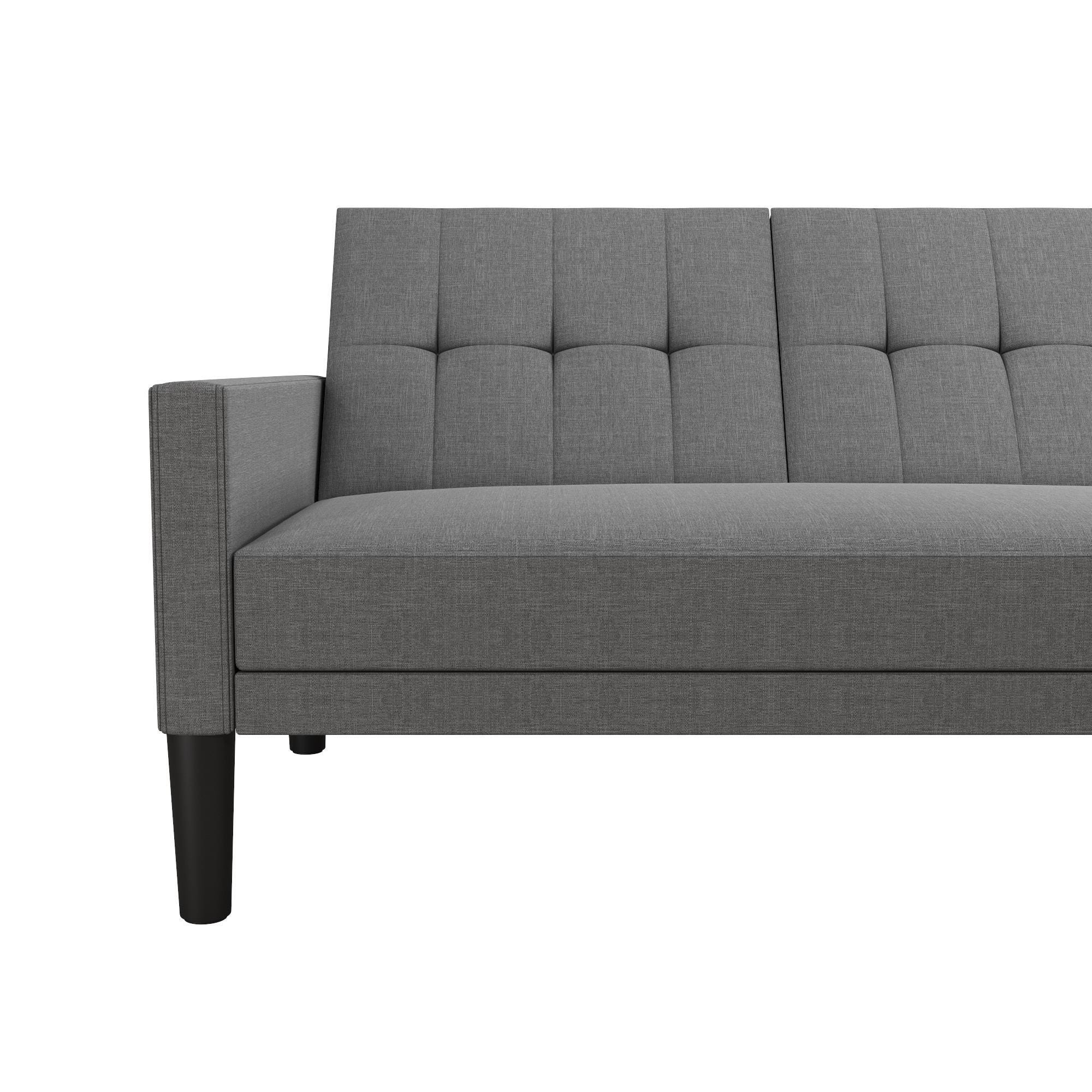 Atwater Living Henri Small Space Sectional Futon Grey Linen, Light Gray, large