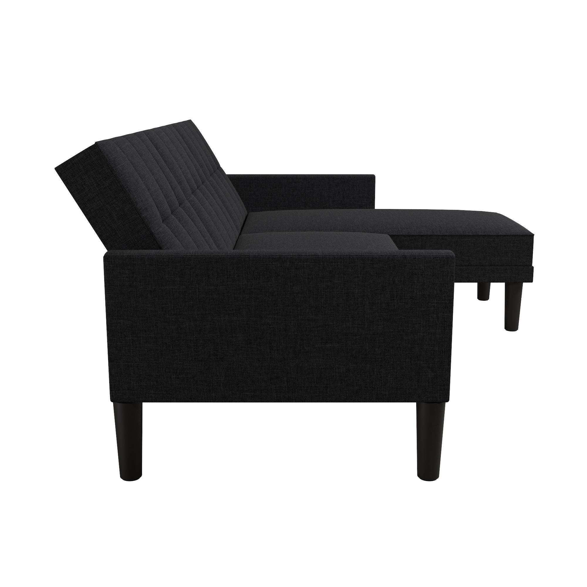 Atwater Living Henri Small Space Sectional Futon, Gray, large