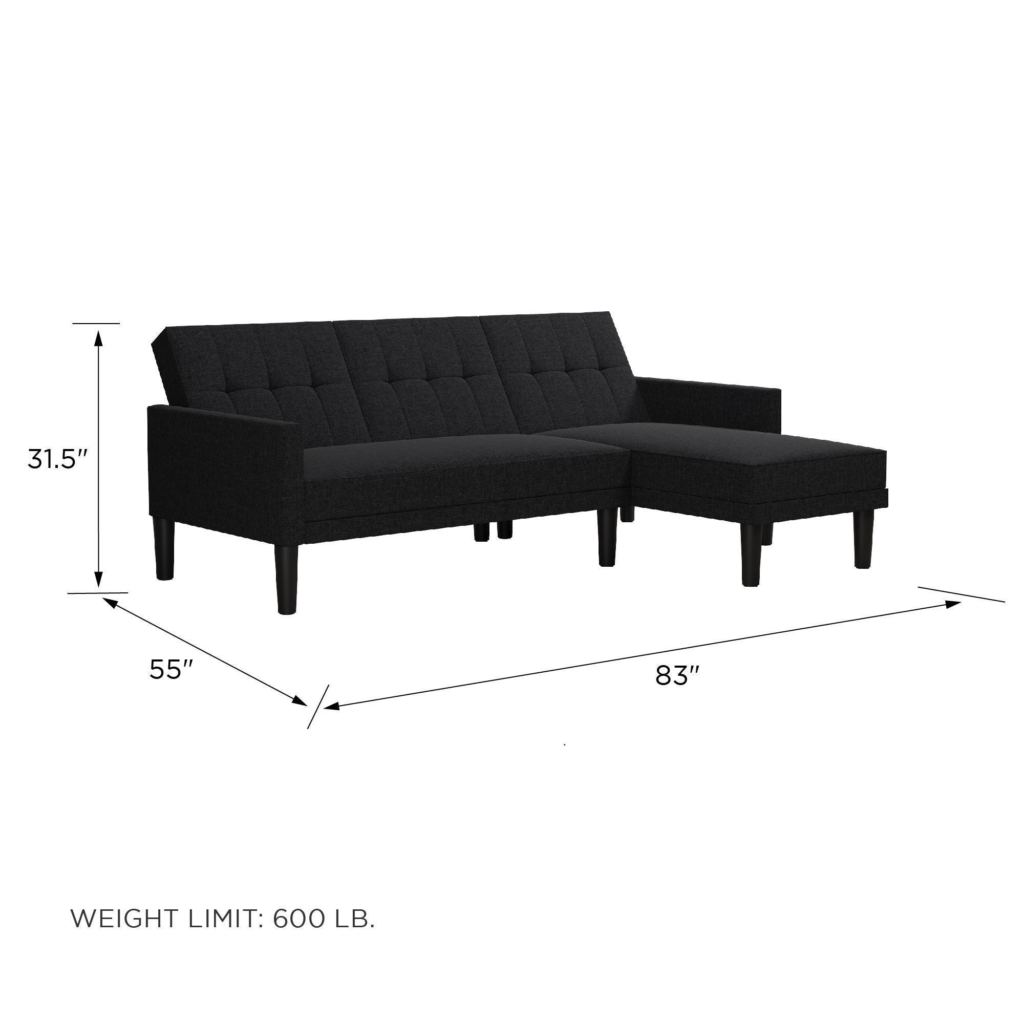 Atwater Living Henri Small Space Sectional Futon, Gray, large