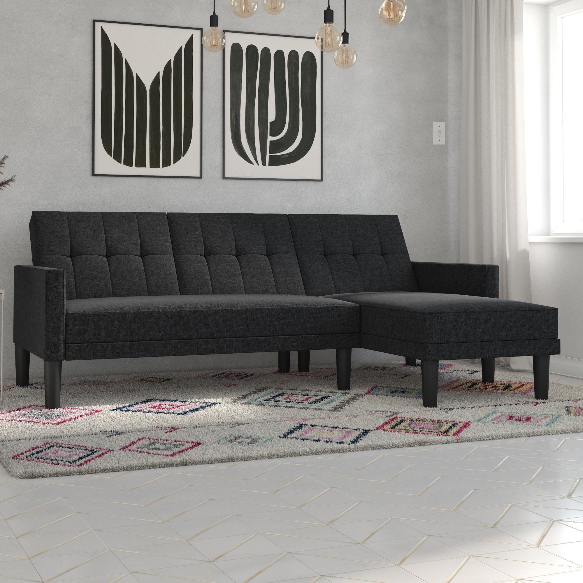 Atwater Living Henri Small Space Sectional Futon, Gray, large