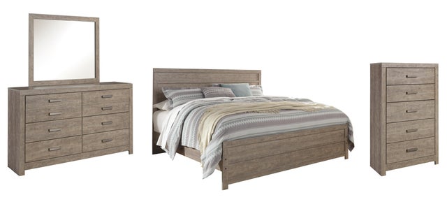 Culverbach King Panel Bed with Mirrored Dresser and Chest